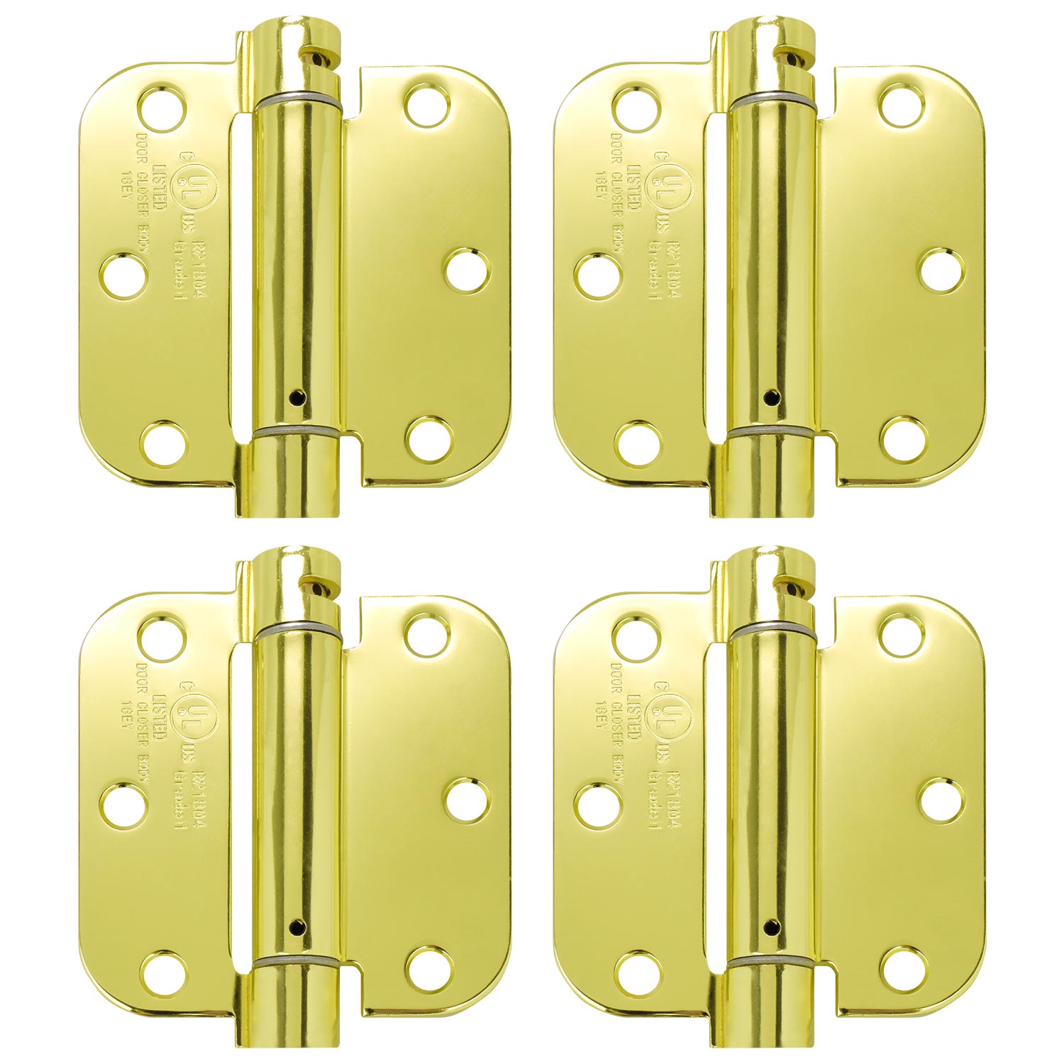 Nuk3y H35S-50PBX4 3-1/2-in H x 5/8-in Radius Polished Brass Interior/Exterior Door Hinge 4-Pack