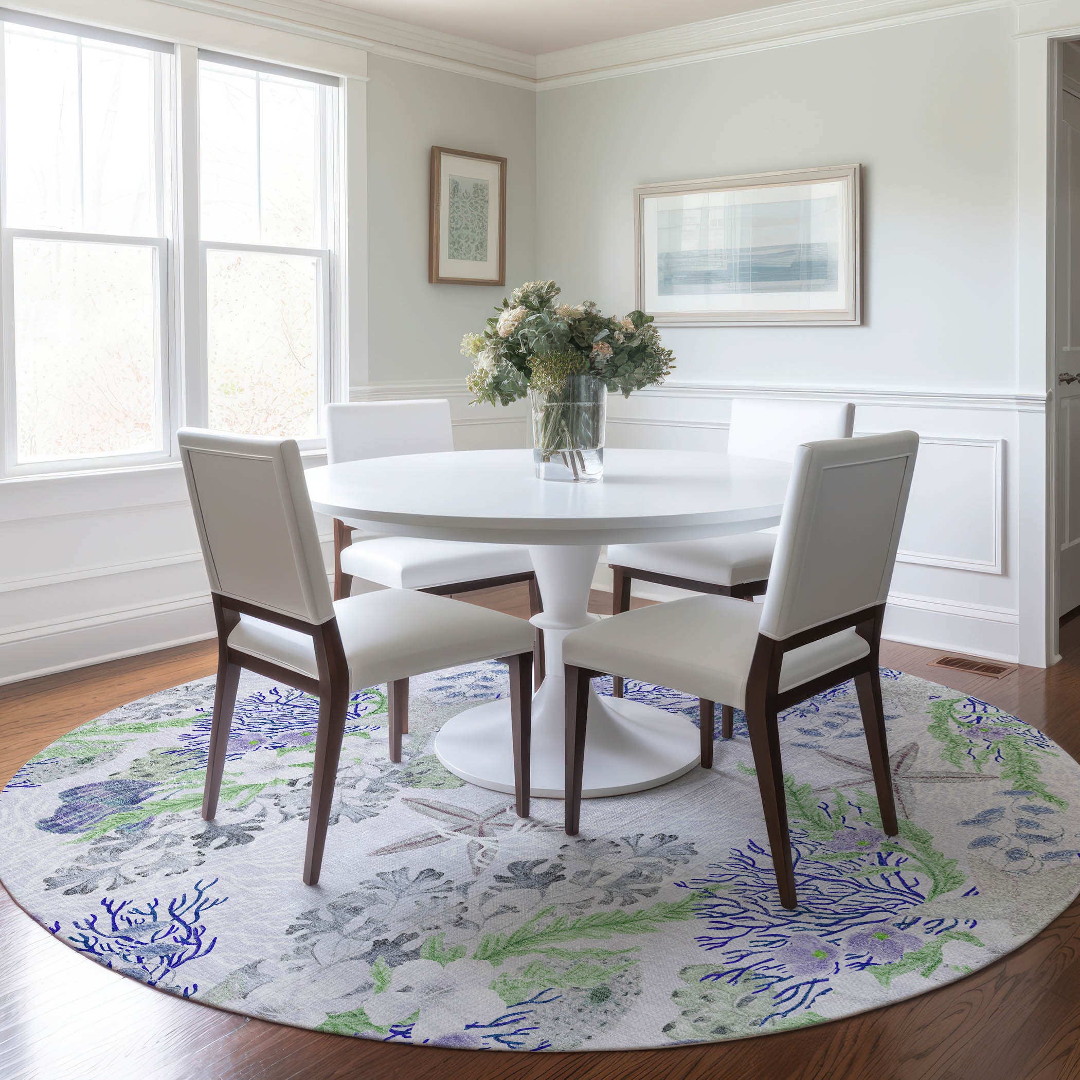 Addison Rugs AMF180BL8RO Mayfield AMF180BL 8 x 8 (ft) Loomed Polyester Blue Round Indoor Geometric Machine washable Area rug
