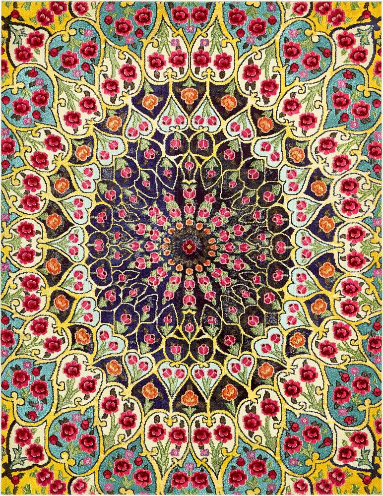 8' x 10' Blue Multi-Color Synthetic Bohemian Area Rug