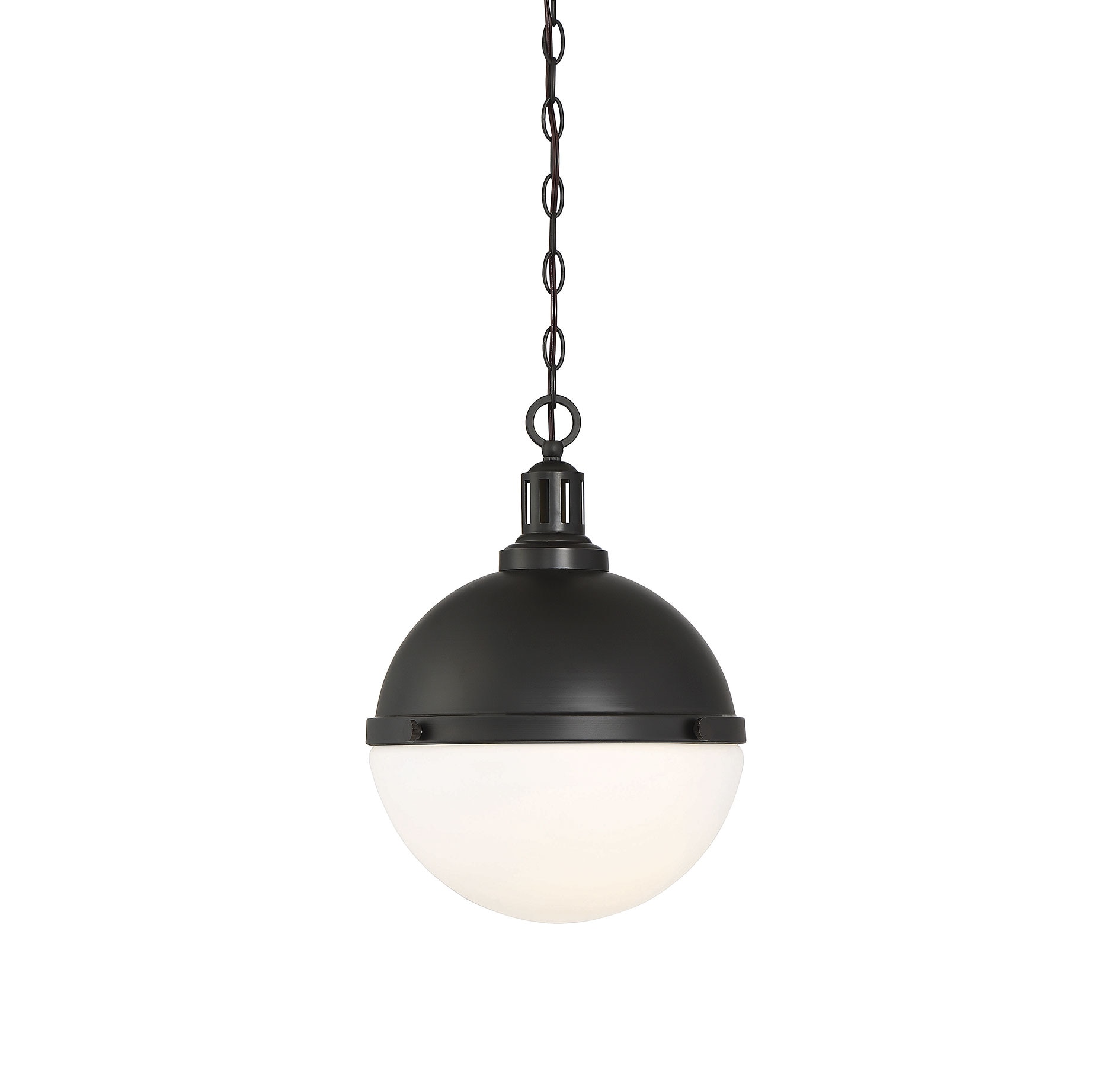  LW-SH635313 2-Light Matte Black Transitional Opal Glass Globe Hanging Pendant Light