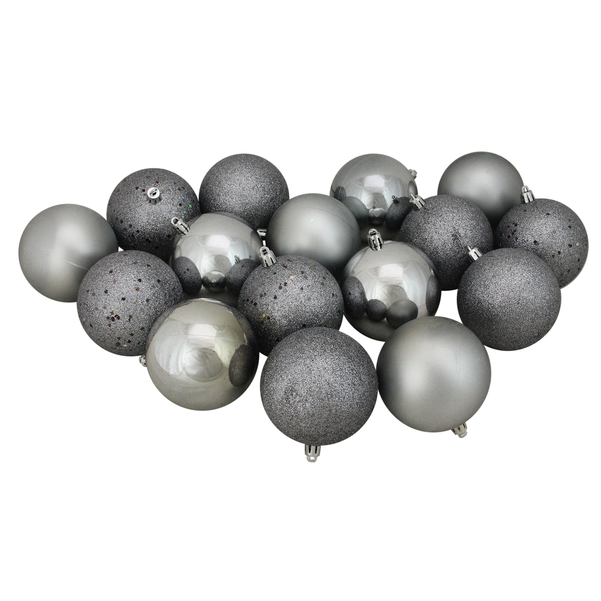 Northlight 31754447 16 -Pack Gray Ball Standard Indoor Ornament set Shatterproof
