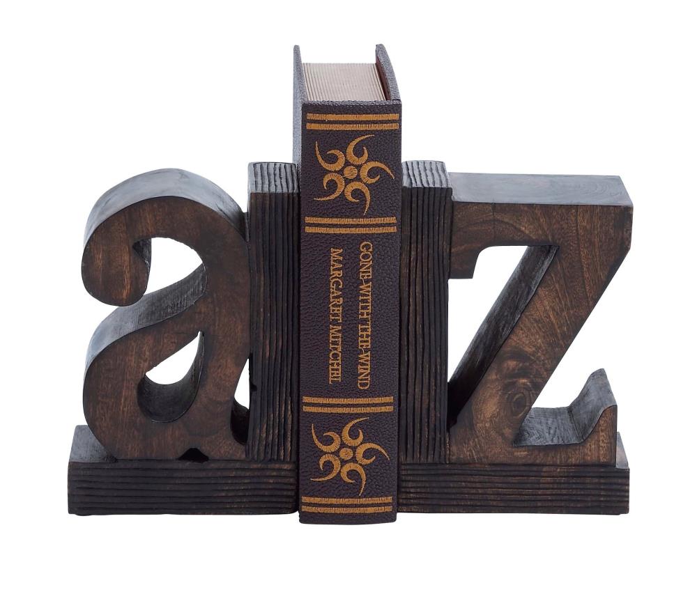 Grayson Lane 14413 2-Pack Brown Wood Casual Decorative Bookends