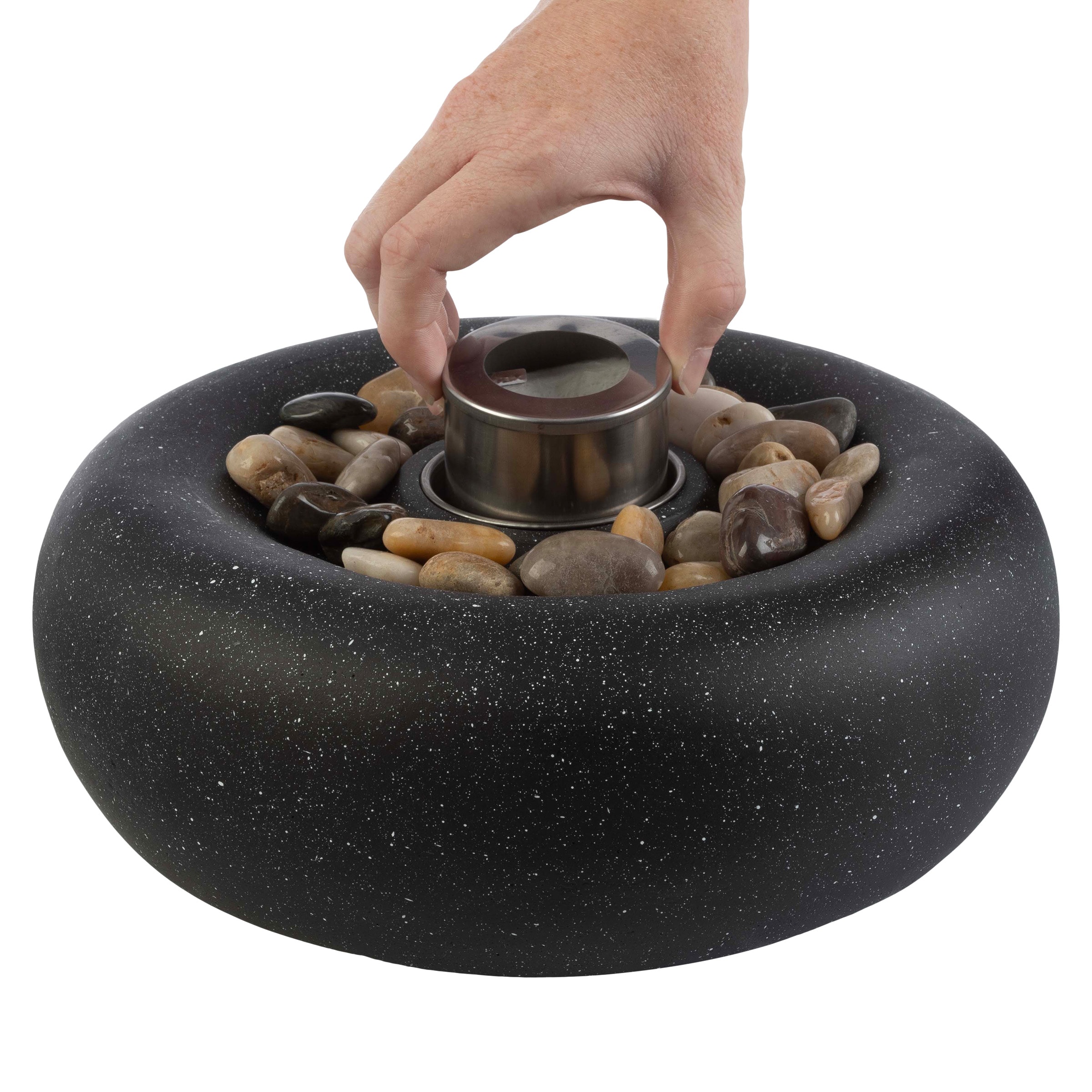 Compact Dark Gray Concrete Tabletop Fire Pit