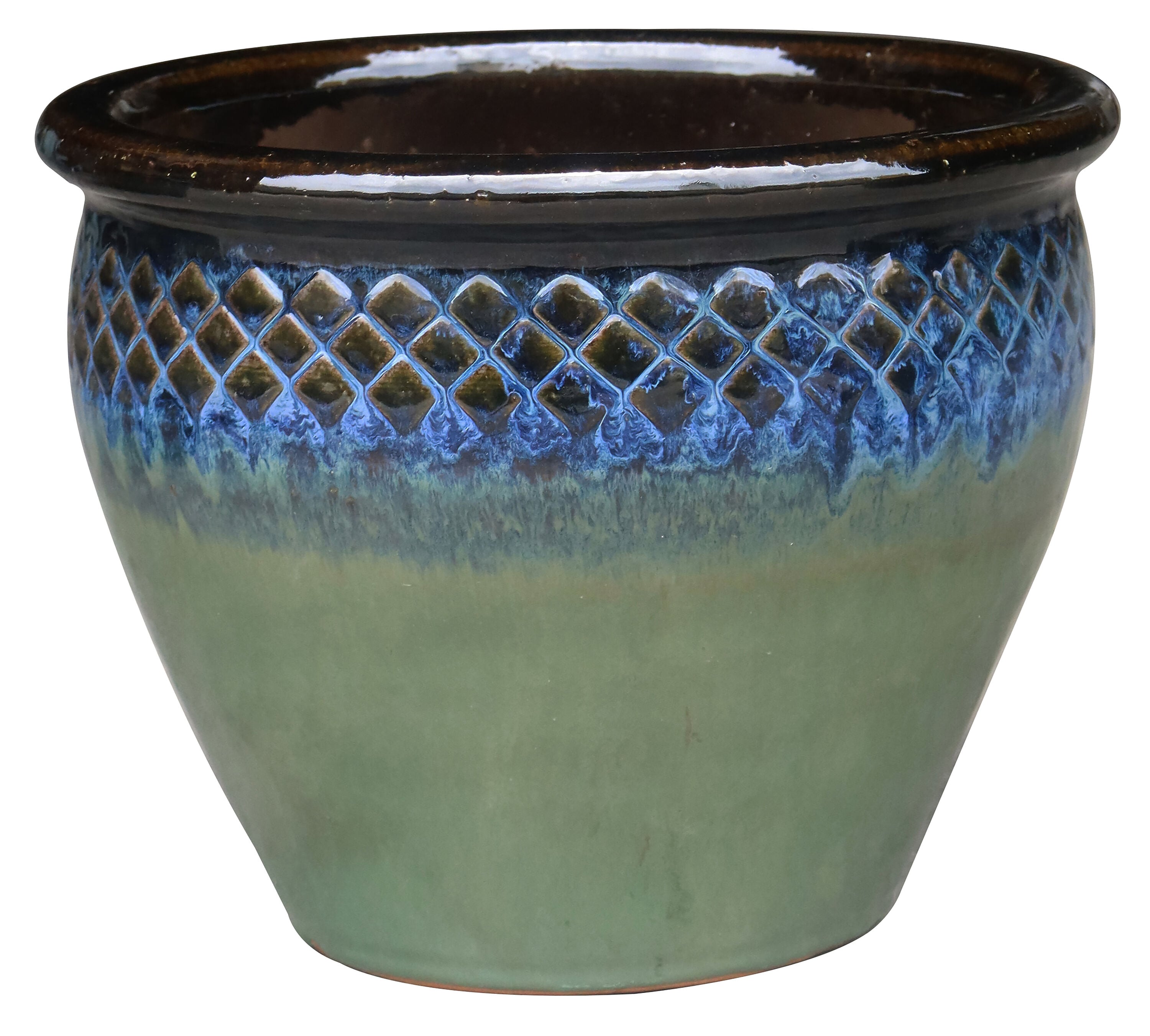 allen + roth 6879-D-XL Round 15.7-in W Large Multiple colors/finishes Ceramic Outdoor Planter with Drainage Holes