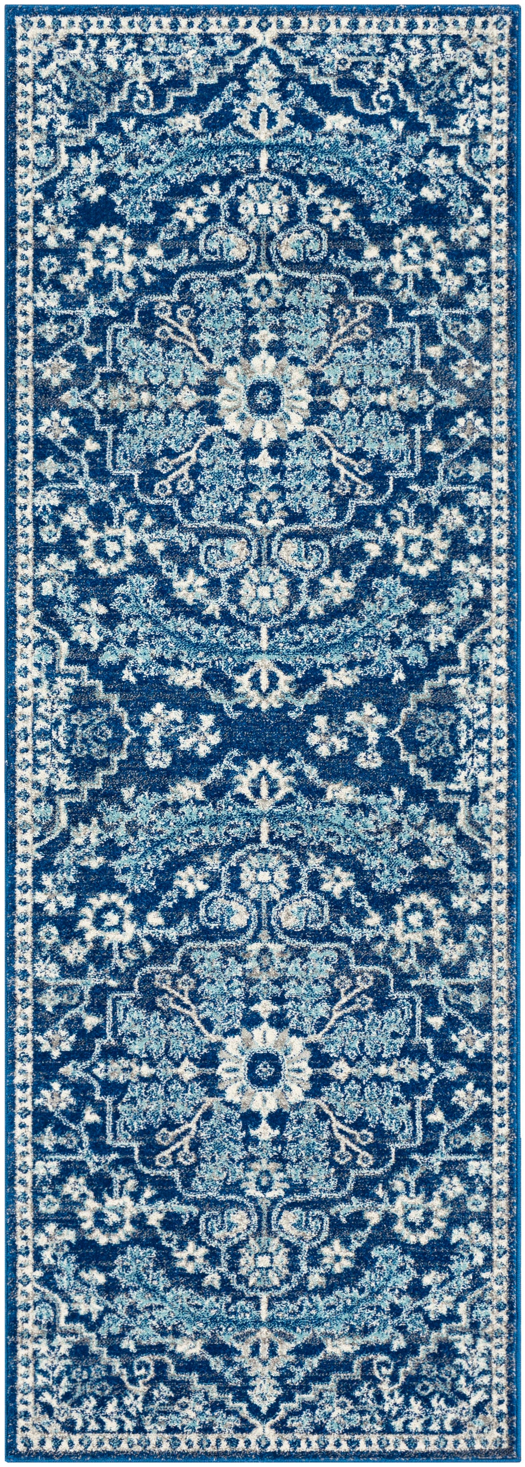 Livabliss HAP1068-2773 Harput 2 x 8 (ft) Polypropylene Navy Rectangular Indoor Medallion Vintage Runner rug