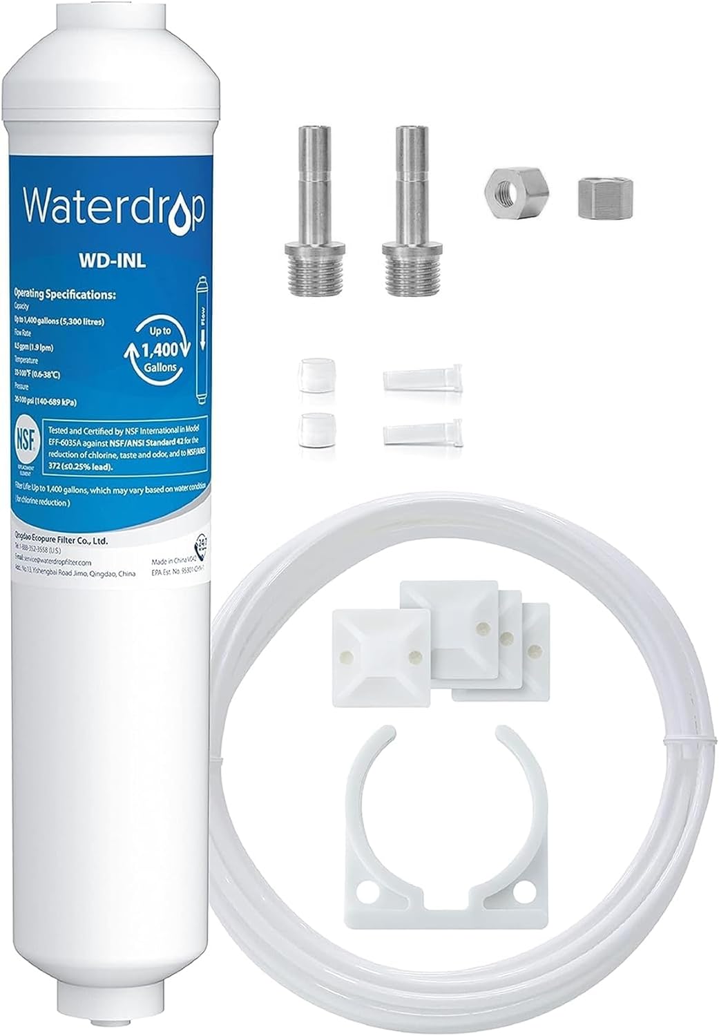 Waterdrop BL-WD-INL-S Twist-in Refrigerator Water Filter INL-S,NSF Certified ,Reduces Chlorine, PFAS/PFOA/PFOS