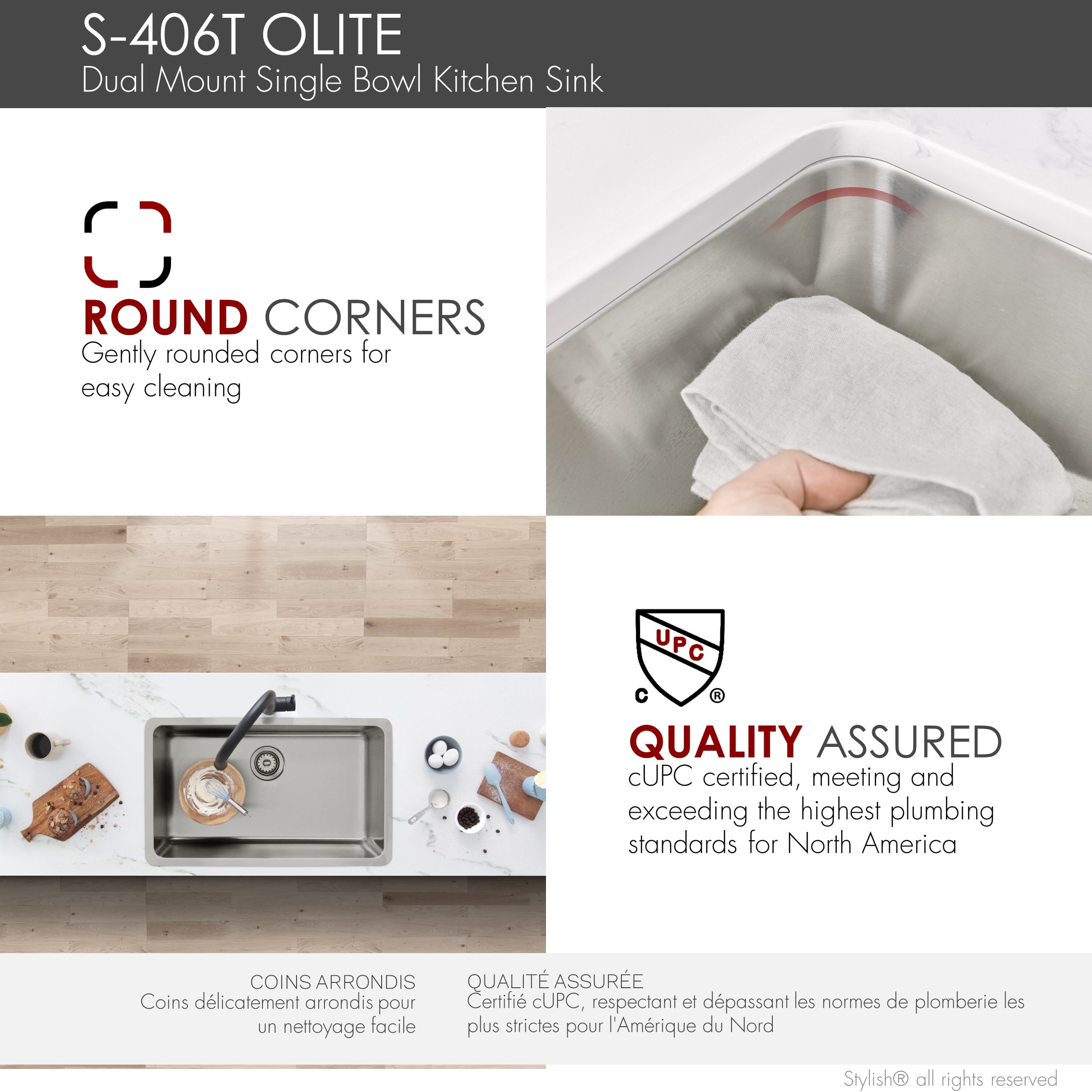 Stylish S-406T Kitchen-Sinks - View #7