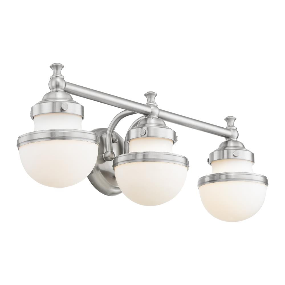 Sleek Brushed Nickel 3-Light Vanity with Satin Opal White Glass
