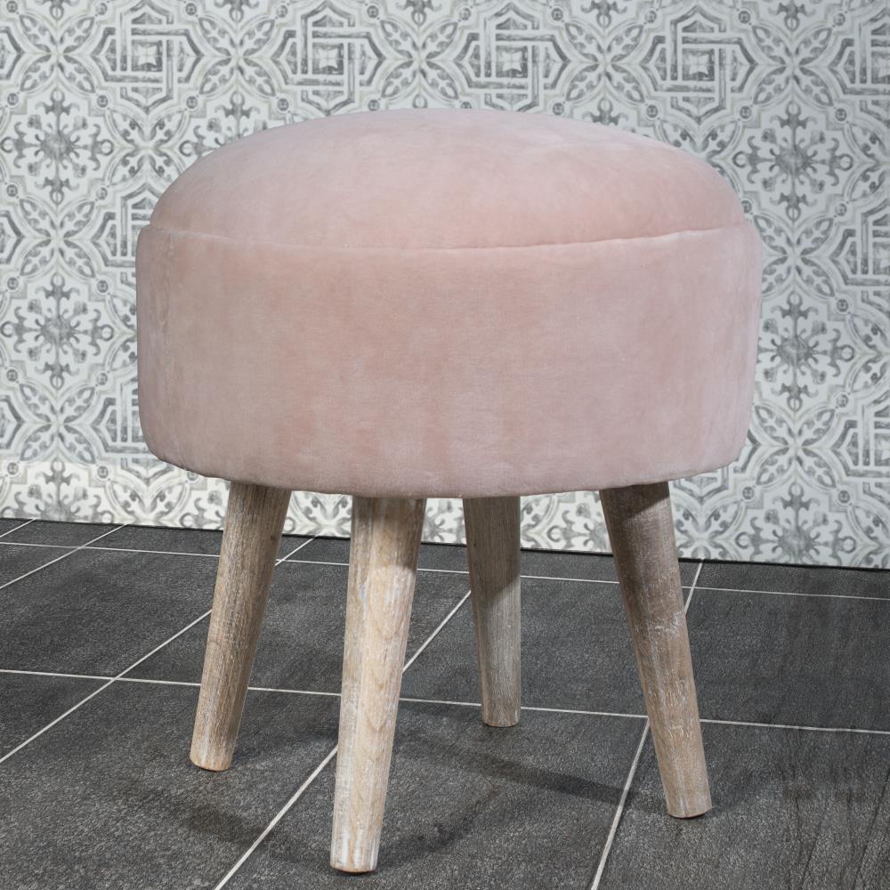 LCSA Pink Velvet Dressing Table Stool Vanity Chair Bedroom Makeup Pouffe Footstool Dressing Tables 