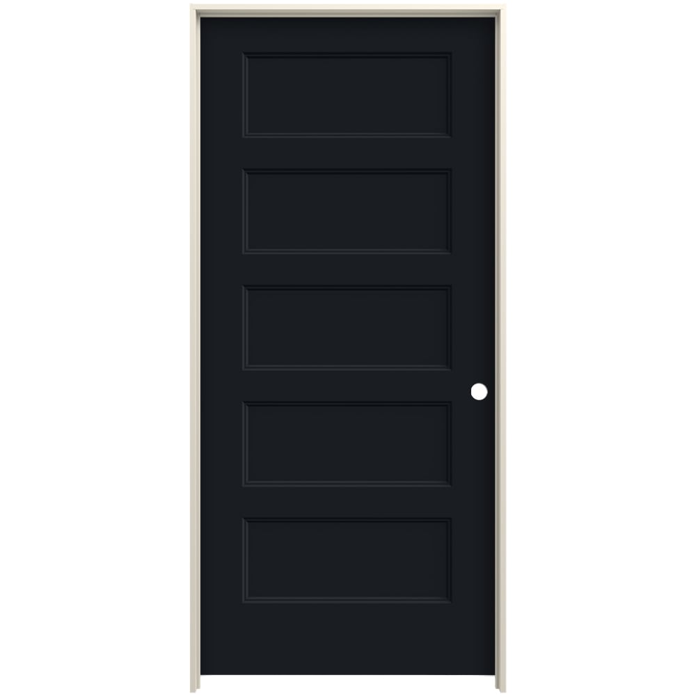 JELD-WEN 30-in x 80-in Eclipse Hollow Core 5-panel Equal Left Hand Smooth Prefinished Molded Composite Flat Jamb Single Prehung Interior Door in Black -  LOWOLJW226200186