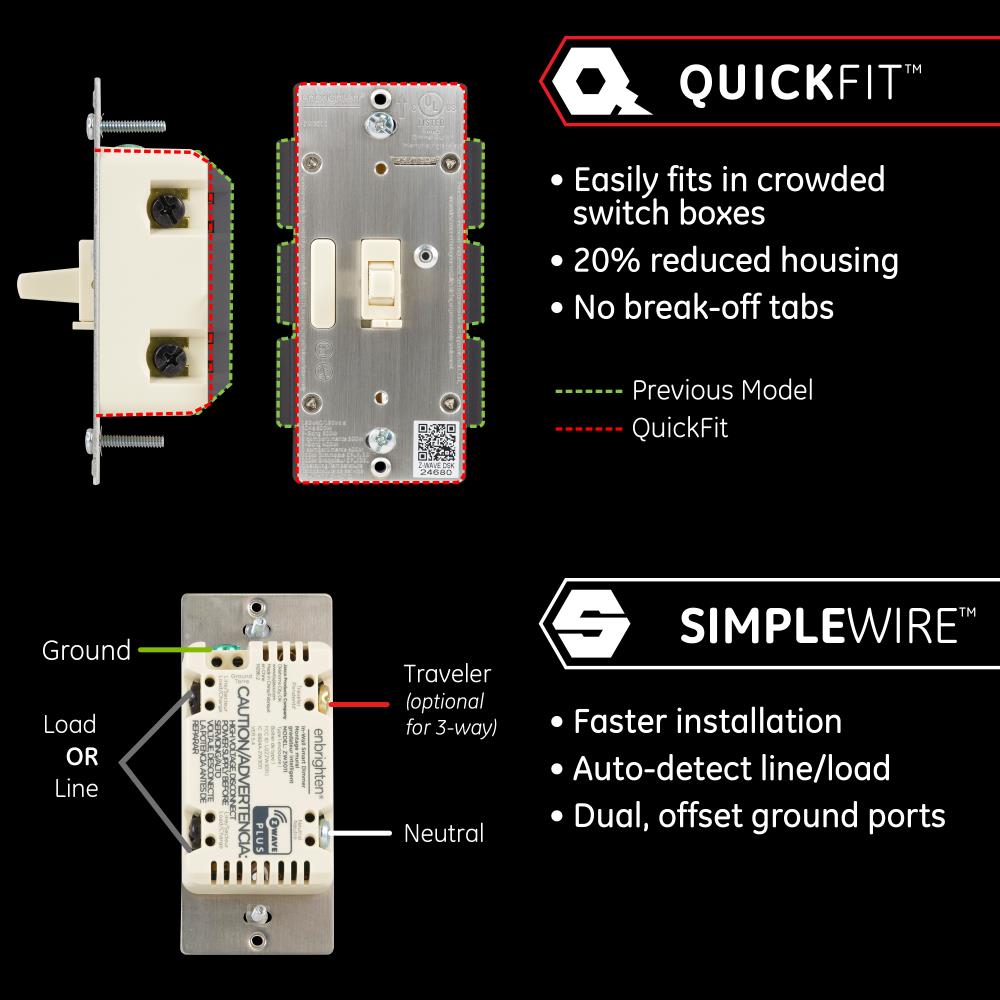 Enbrighten 3-way LED 0-10v Toggle Light Dimmer, Light Almond in the ...