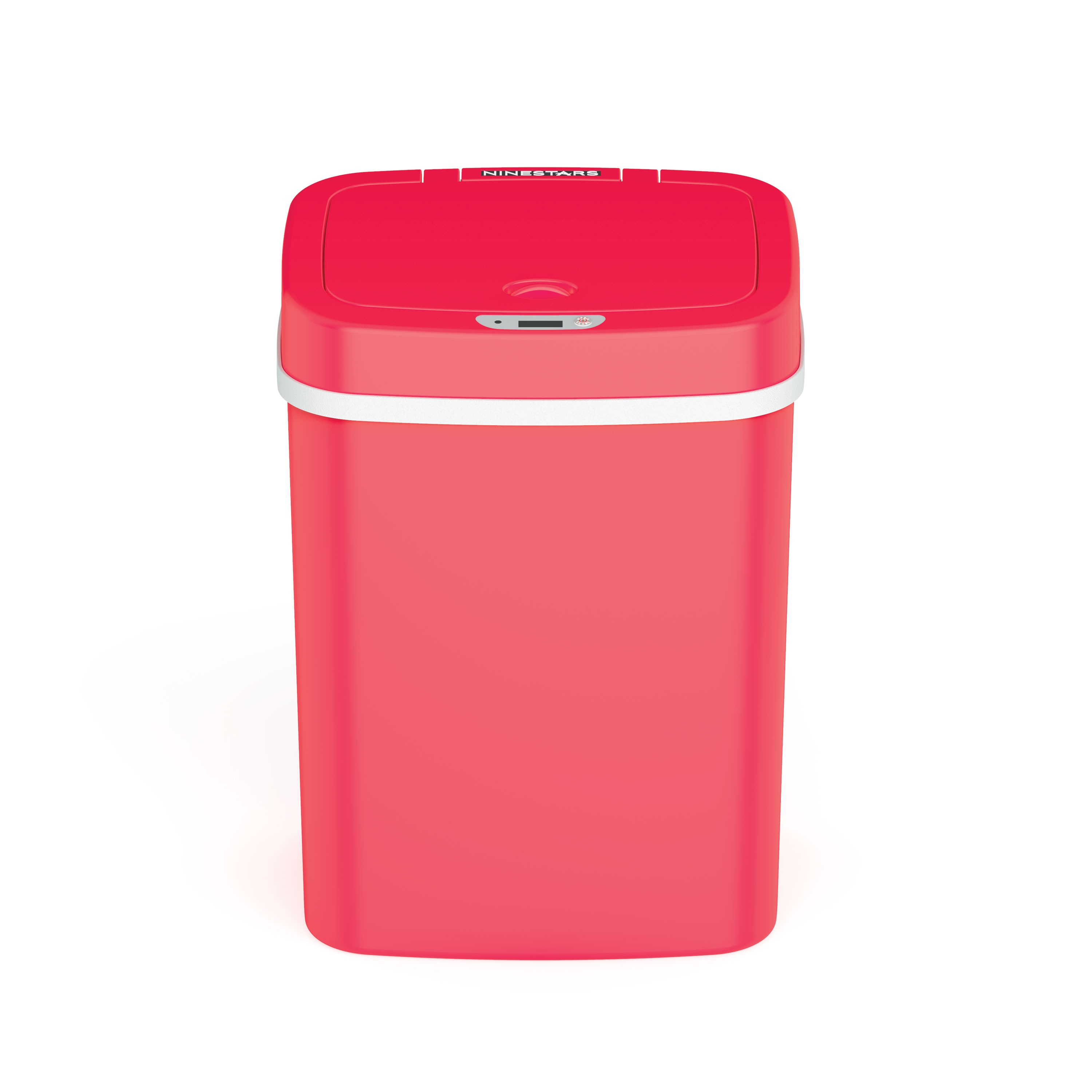 NINESTARS DZT-12-5RS 12 Liter red Plastic Indoor/Outdoor Kitchen Hinged Lid Trash Can