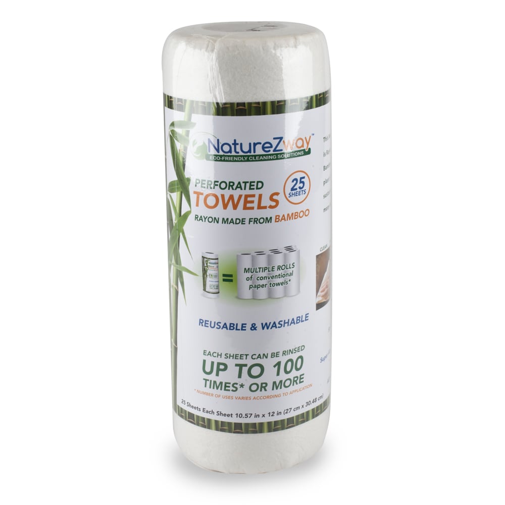 Details about   Lot of 12 Rolls NatureZway 25-Count Paper Towels Bamboo Reusable & Washable 