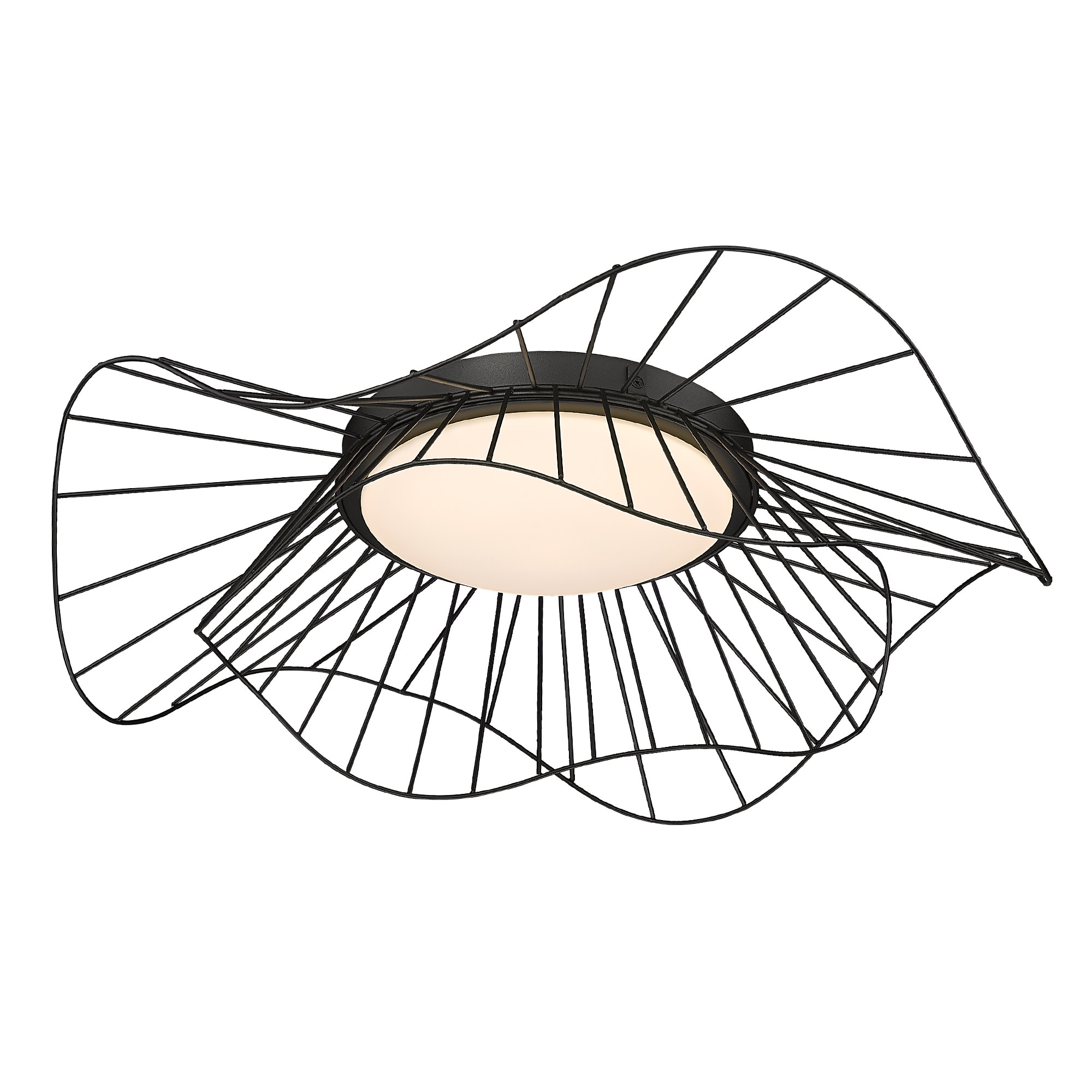 Matte Black Glass Drum LED Indoor/Outdoor Flush Mount