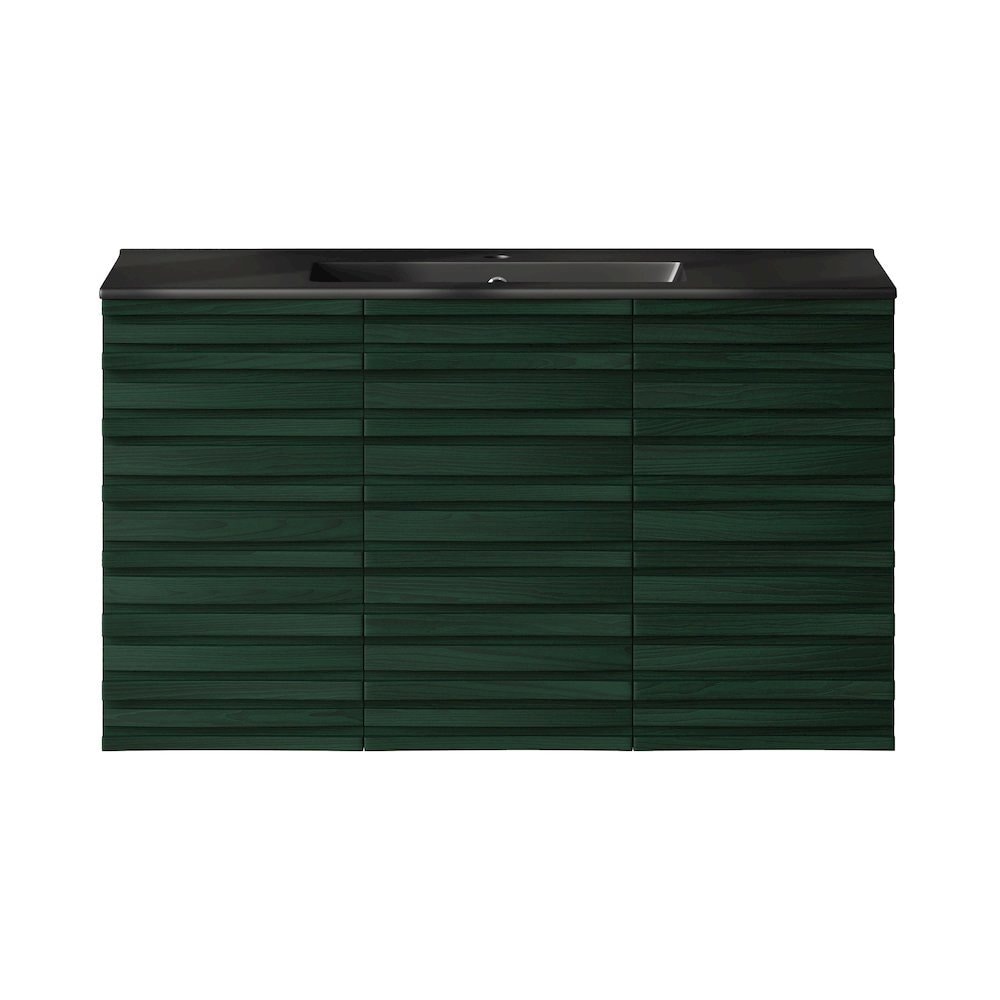 Swiss Madison - Cascade 36 WallMounted Bathroom Vanity in Green Oak with Black Sink Top