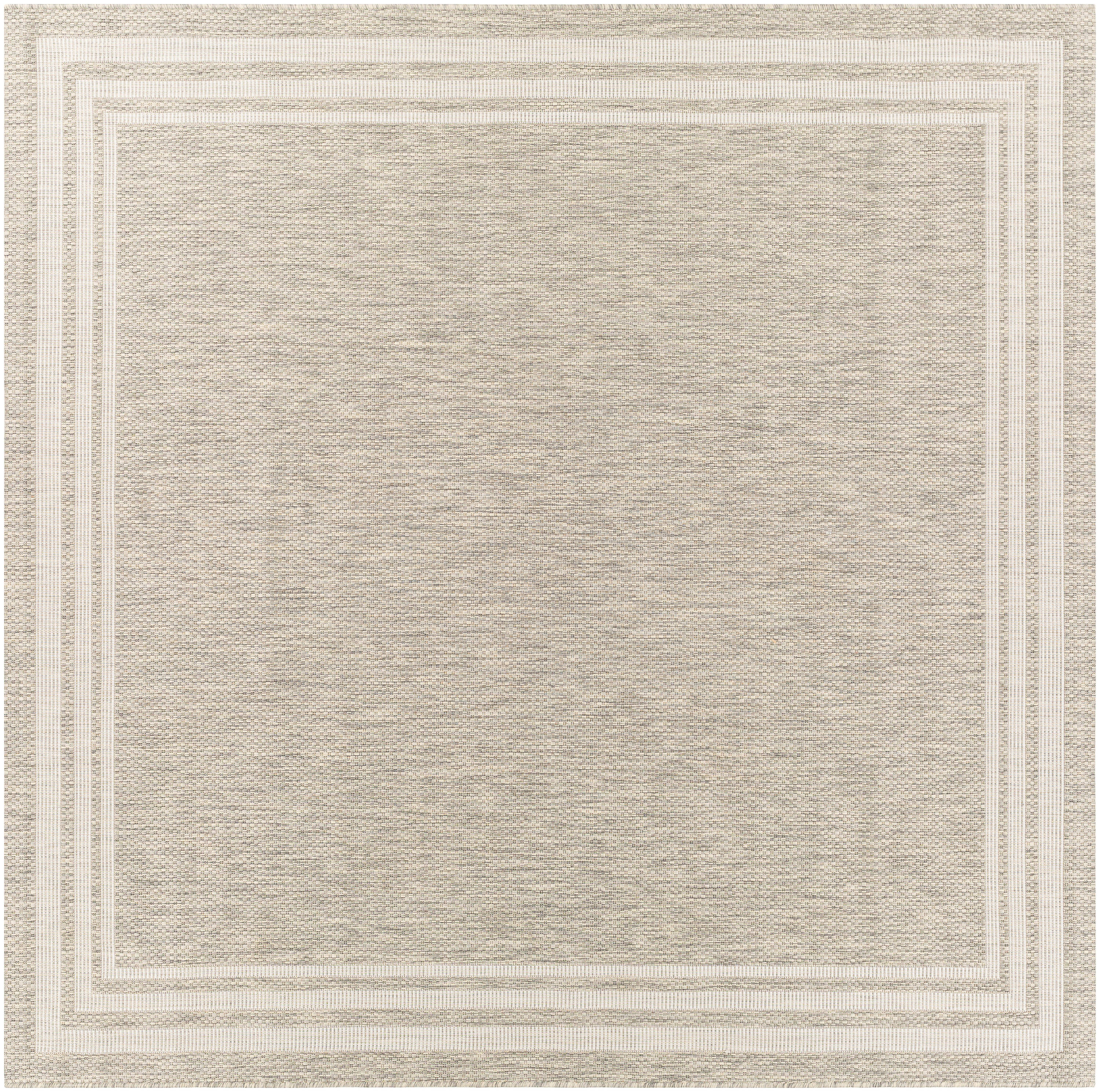 Livabliss EAG2366-67SQ Eagean 7 x 7 (ft) Polypropylene Light Grey Square Indoor/Outdoor Border Oriental Area rug