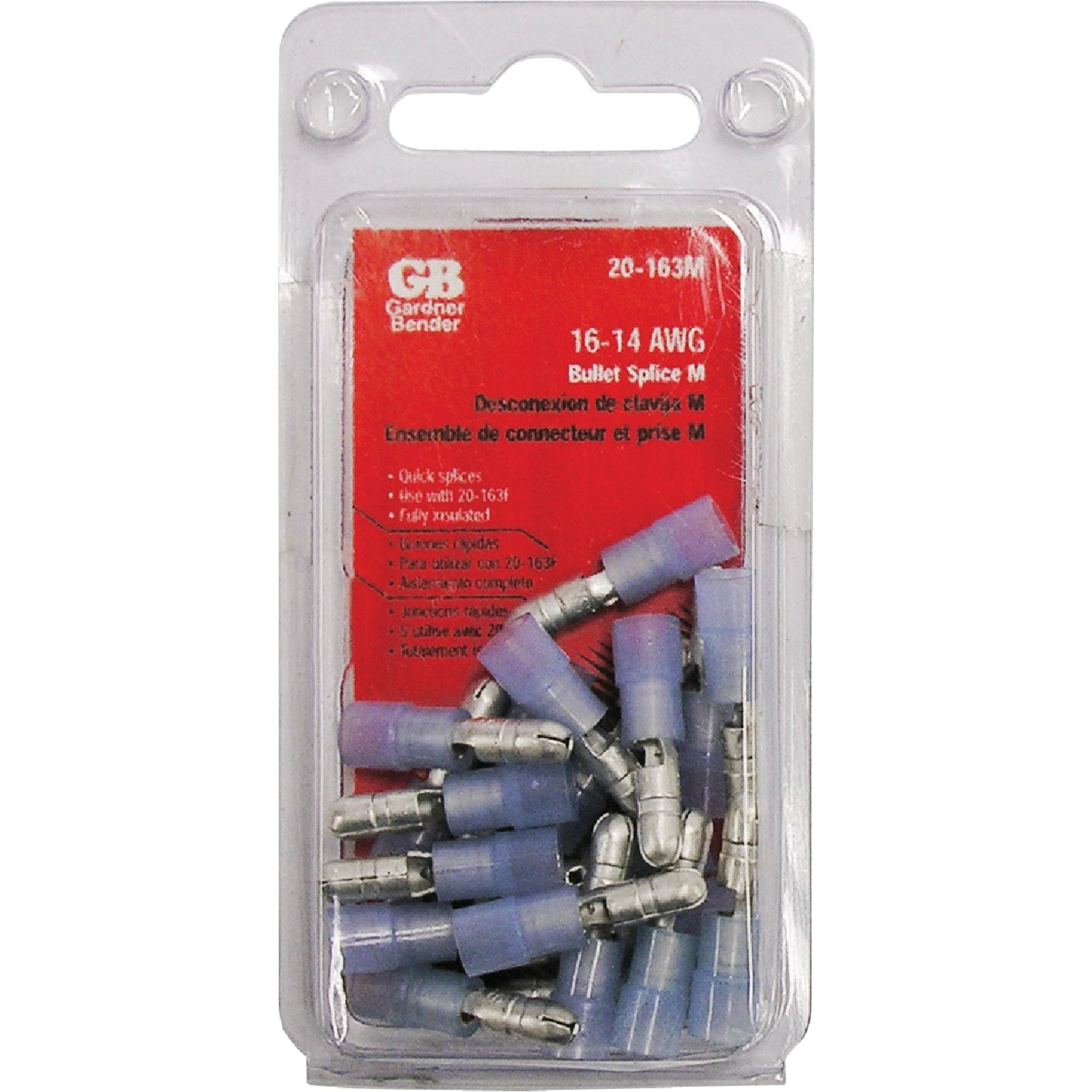 Gardner Bender  20-163M 10 Count 16-14 Gauge Blue Male Terminal Bullet Splice