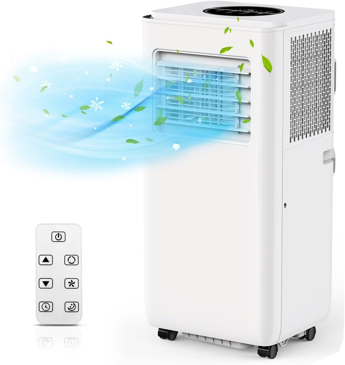 Qeetex ZYS-PHO-10G2TS7T 8000 BTU Portable Air Conditioner for Rooms up to 350 Sq Ft 3-in-1 AC Unit with Cooling Dehumidifier Fan LED Display Remote Control 24H Timer Quiet Sleep Mode Window Kit Included