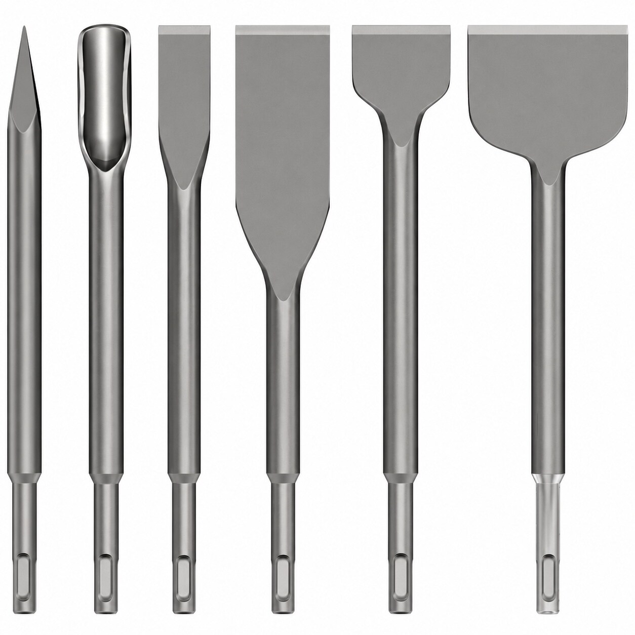 Ahfiwaso 6pcs SDS Plus Chisel Set for Rotary Hammer Drill Floor Scraper Tile Removal Concrete Mortar Thinset Removal Ergonomic 25 Degree Bend Alloy Steel