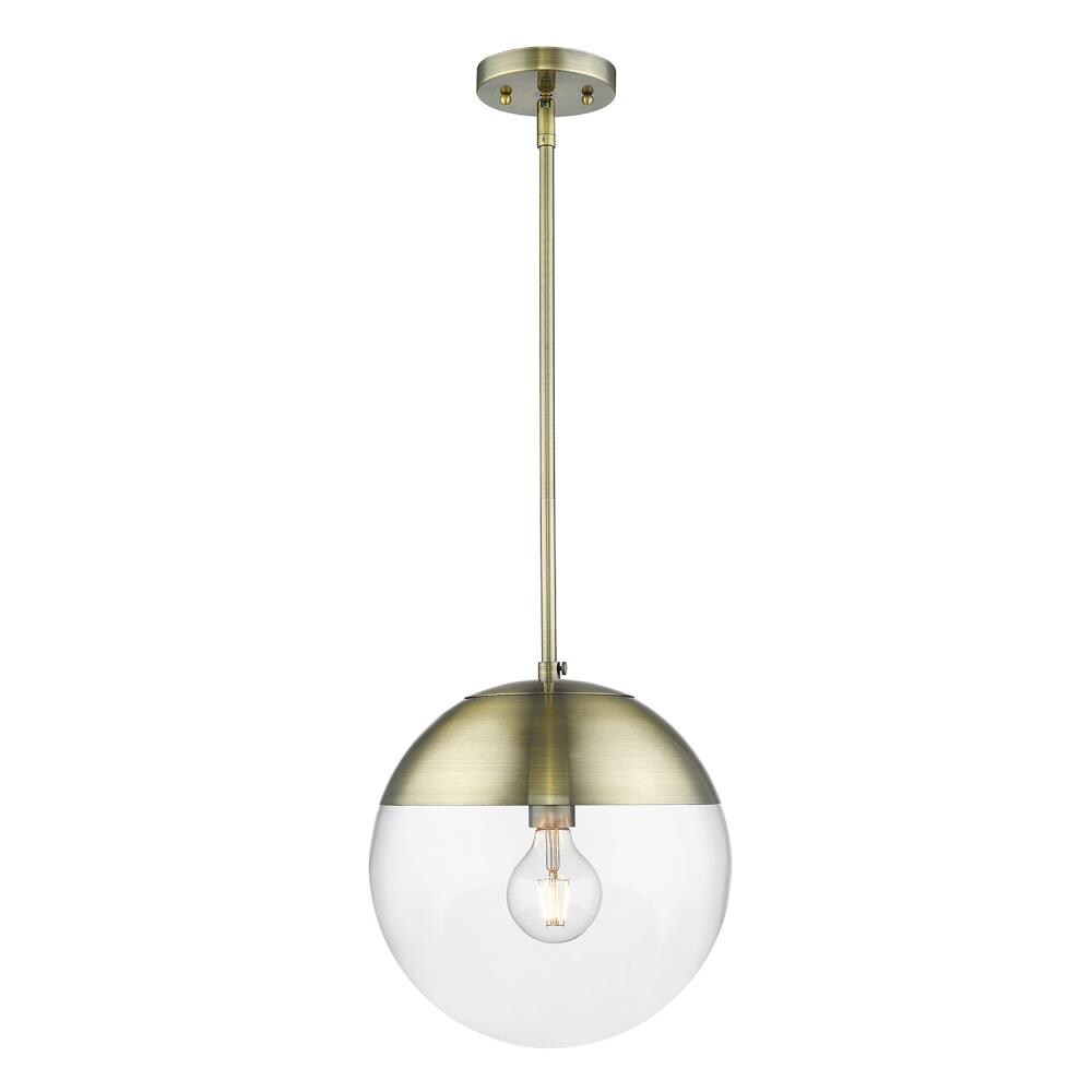 Golden Lighting Dixon Aged Brass Transitional Clear Glass Globe Pendant