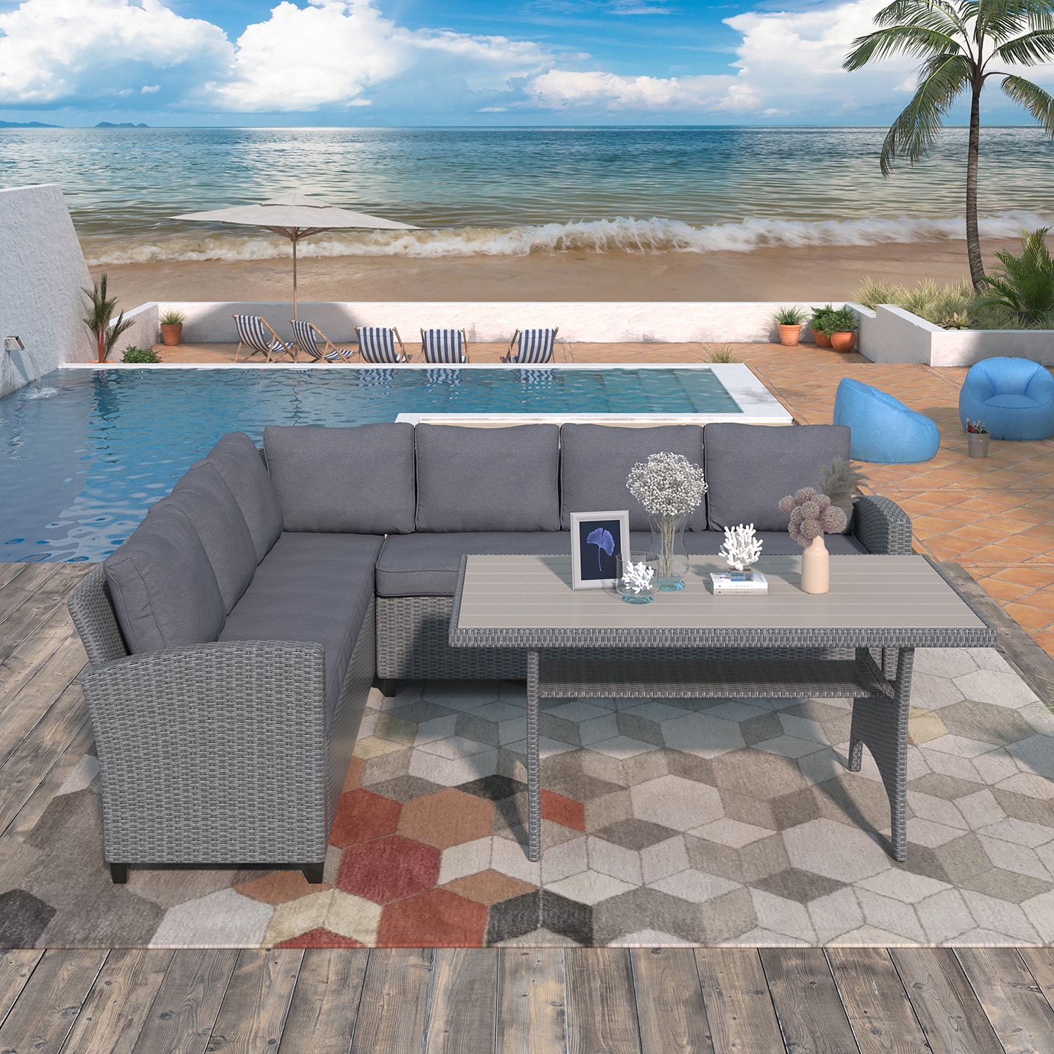 SINOFURN SYA010238GY Patio-Dining-Sets - View #6