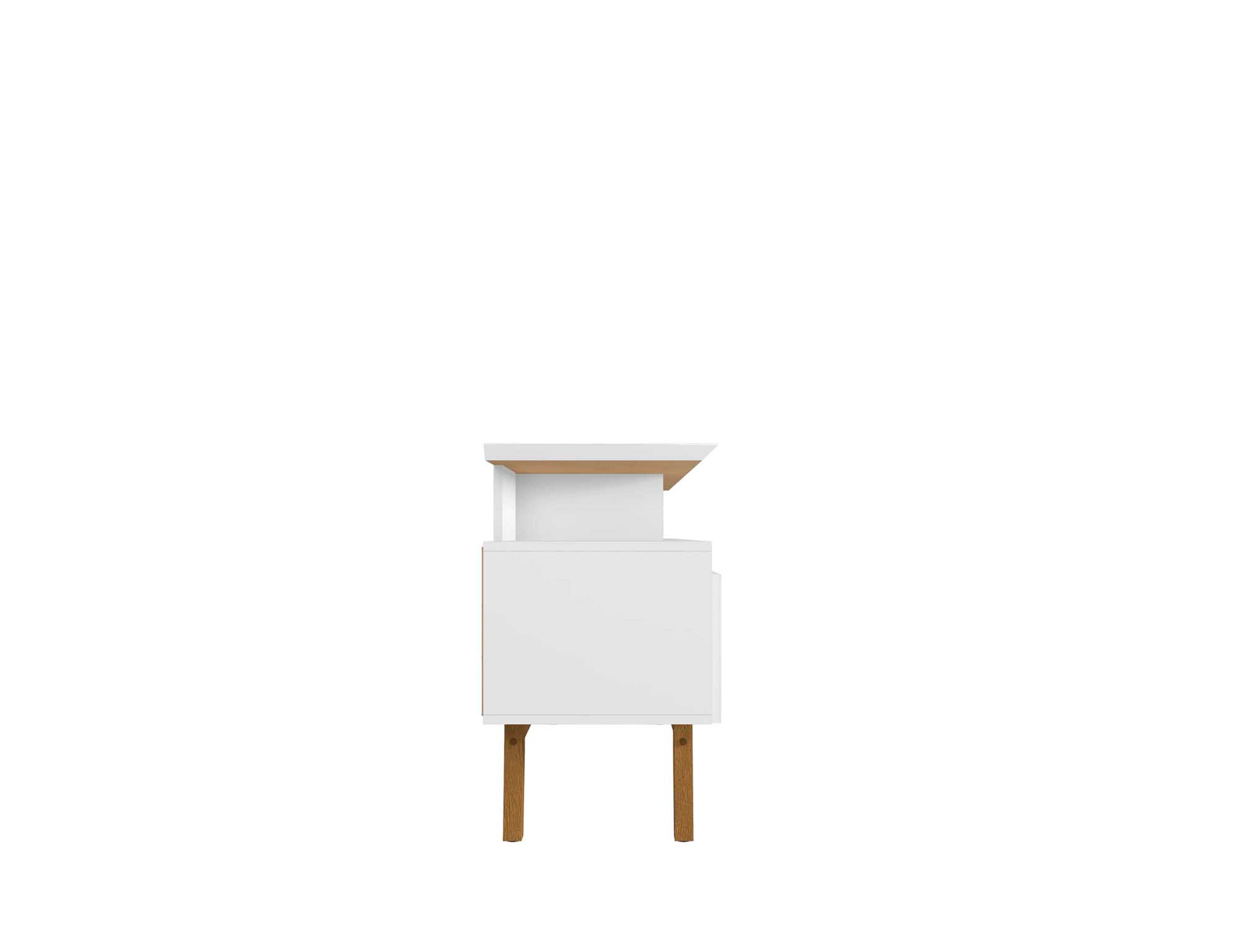Mid-Century Modern White TV Stand with Open & Concealed Storage, 70.86"