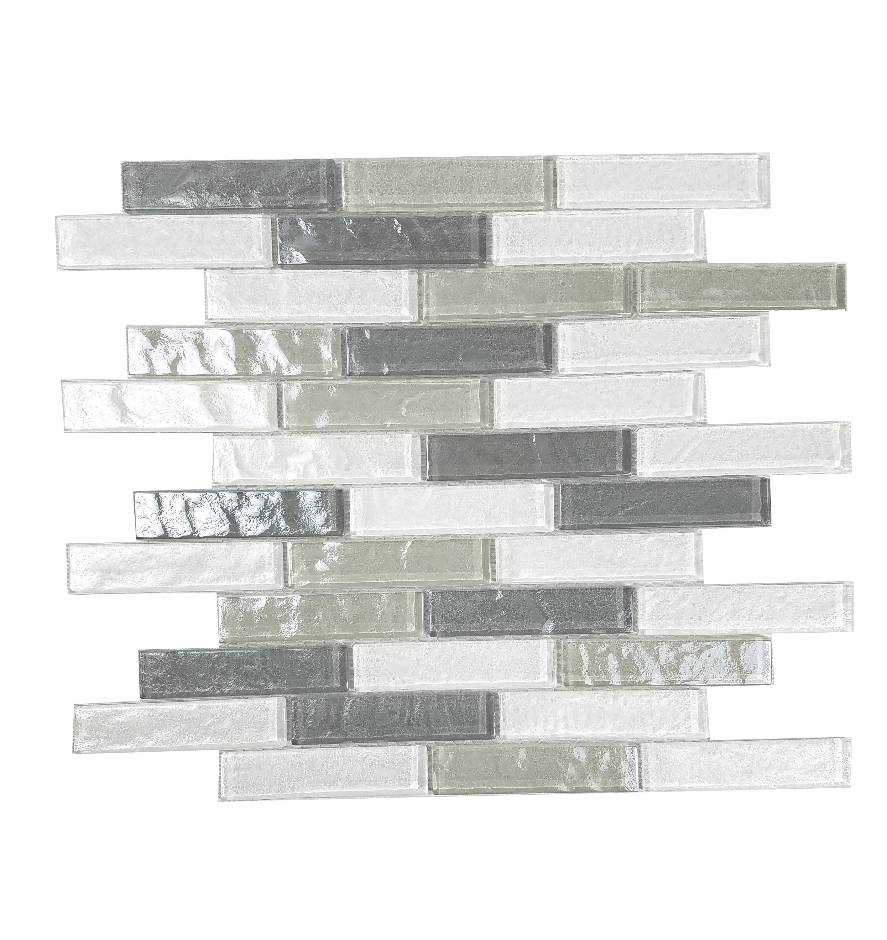 Abolos Geo 12-Pack Gray 12-in x 12-in Glossy Glass Mosaic Wall Tile