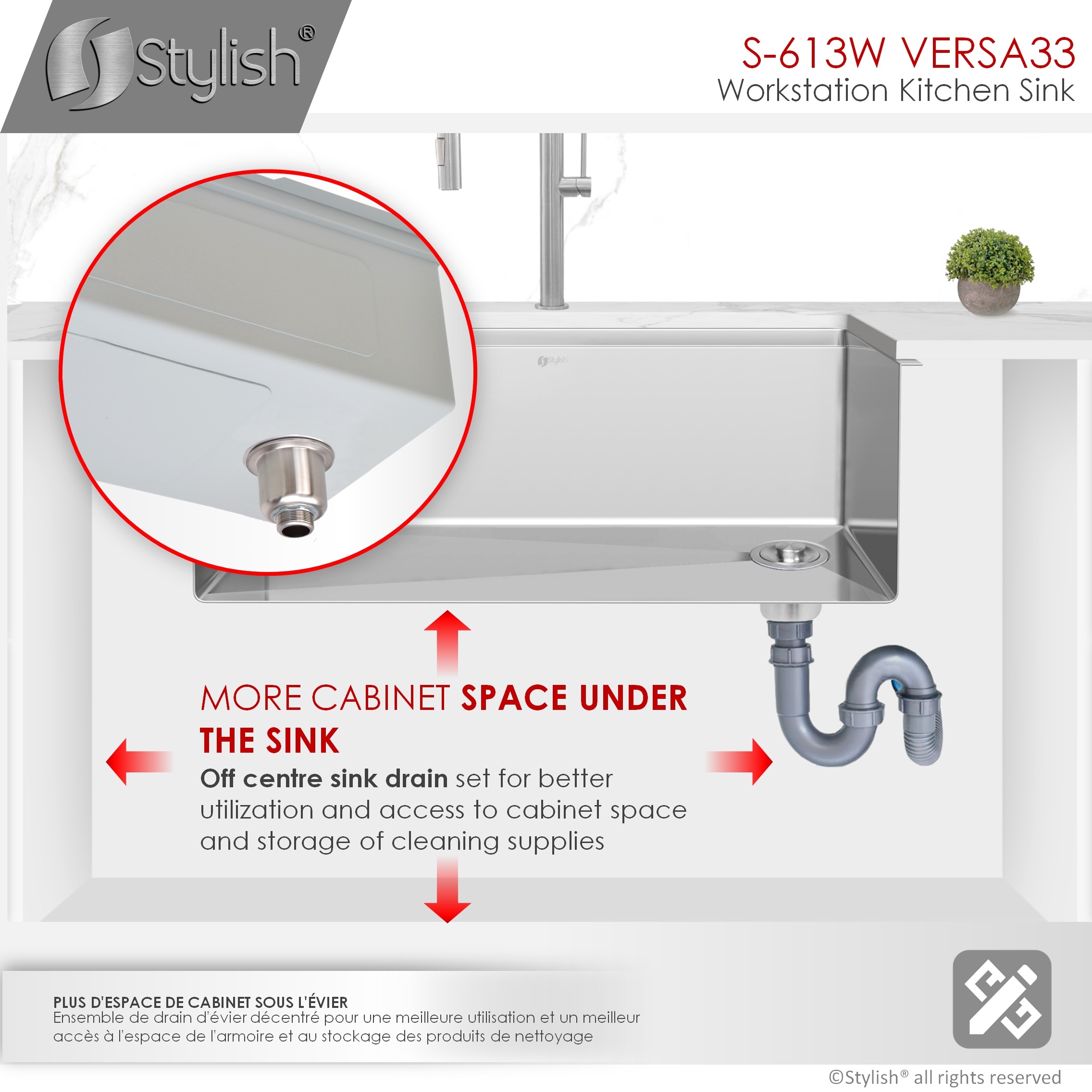 Versa 33'' Stainless Steel Single Bowl Workstation Sink with Accessories
