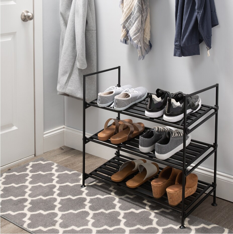 Organize It All 25.2-in H 3 Tier 9 Pair Espresso Metal Shoe Rack in the Shoe  Storage department at
