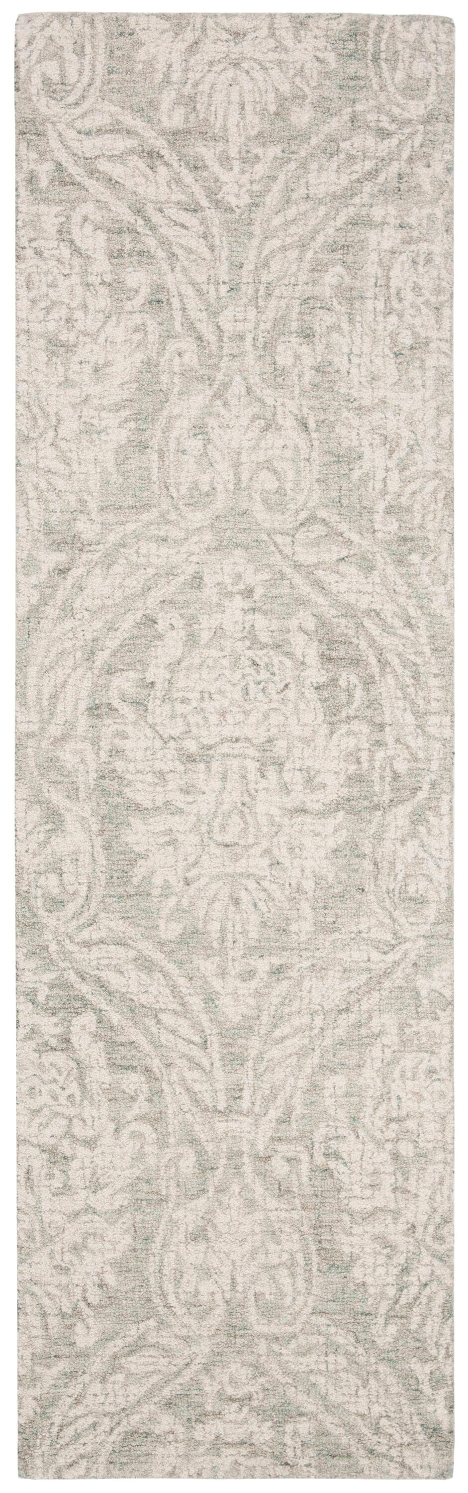 Handmade Gray Abstract Wool Tufted Runner Rug - 27" x 7"
