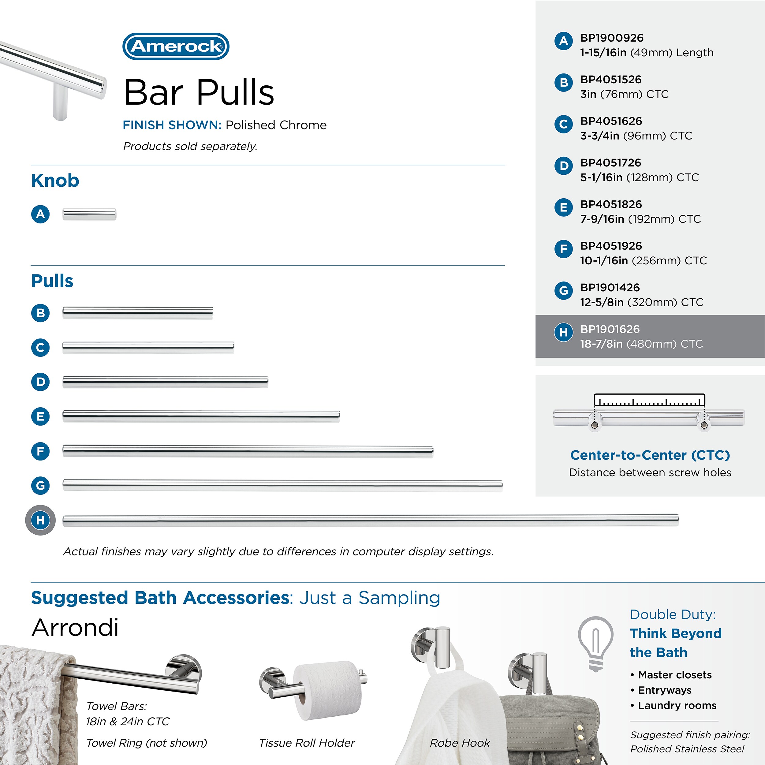 22-Inch Polished Chrome Modern Bar Pull with Mounting Hardware