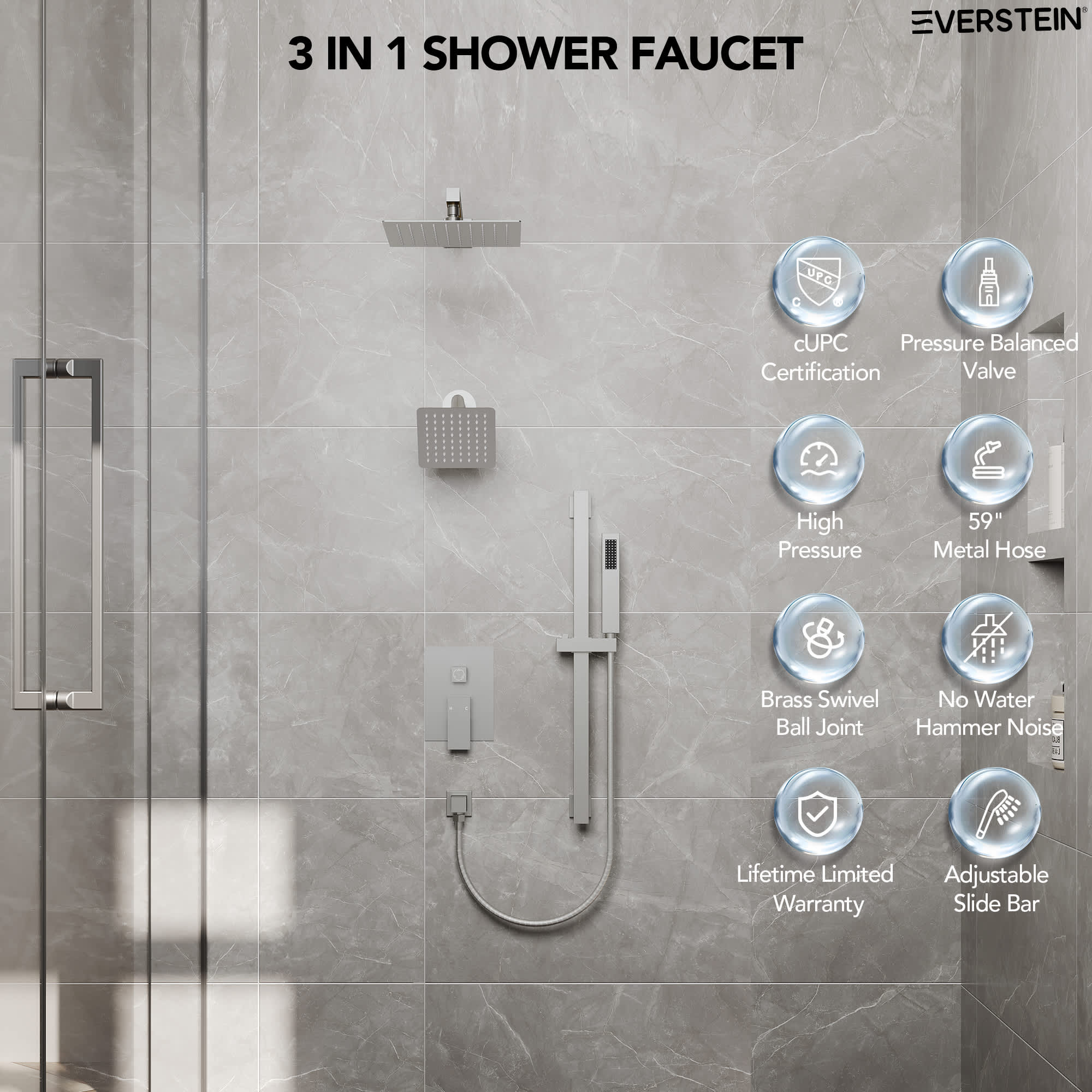 EVERSTEIN SFS-1059-NK10 Showerhead-Bar-Panels - View #3