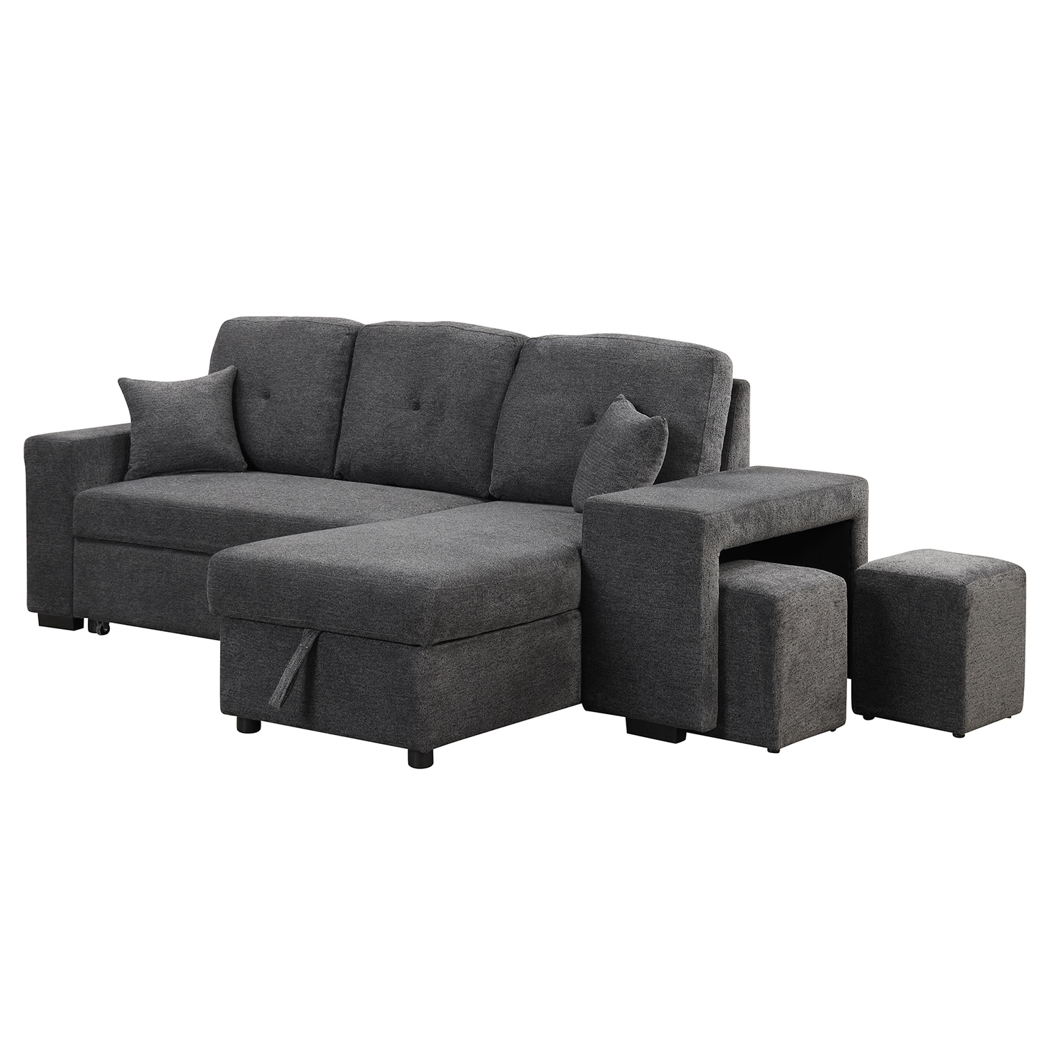SINOFURN SYA370134DB Rustic Velvet Black+Blue Living Room Set