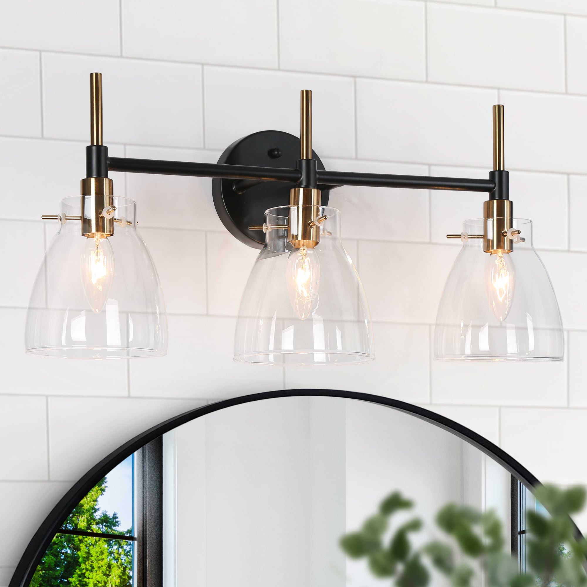 ZEVNI L3EIVR3QW4677S87 Sedia Modern Farmhouse 21.5-in 3 -Light Matte Black Transitional Vanity light bar