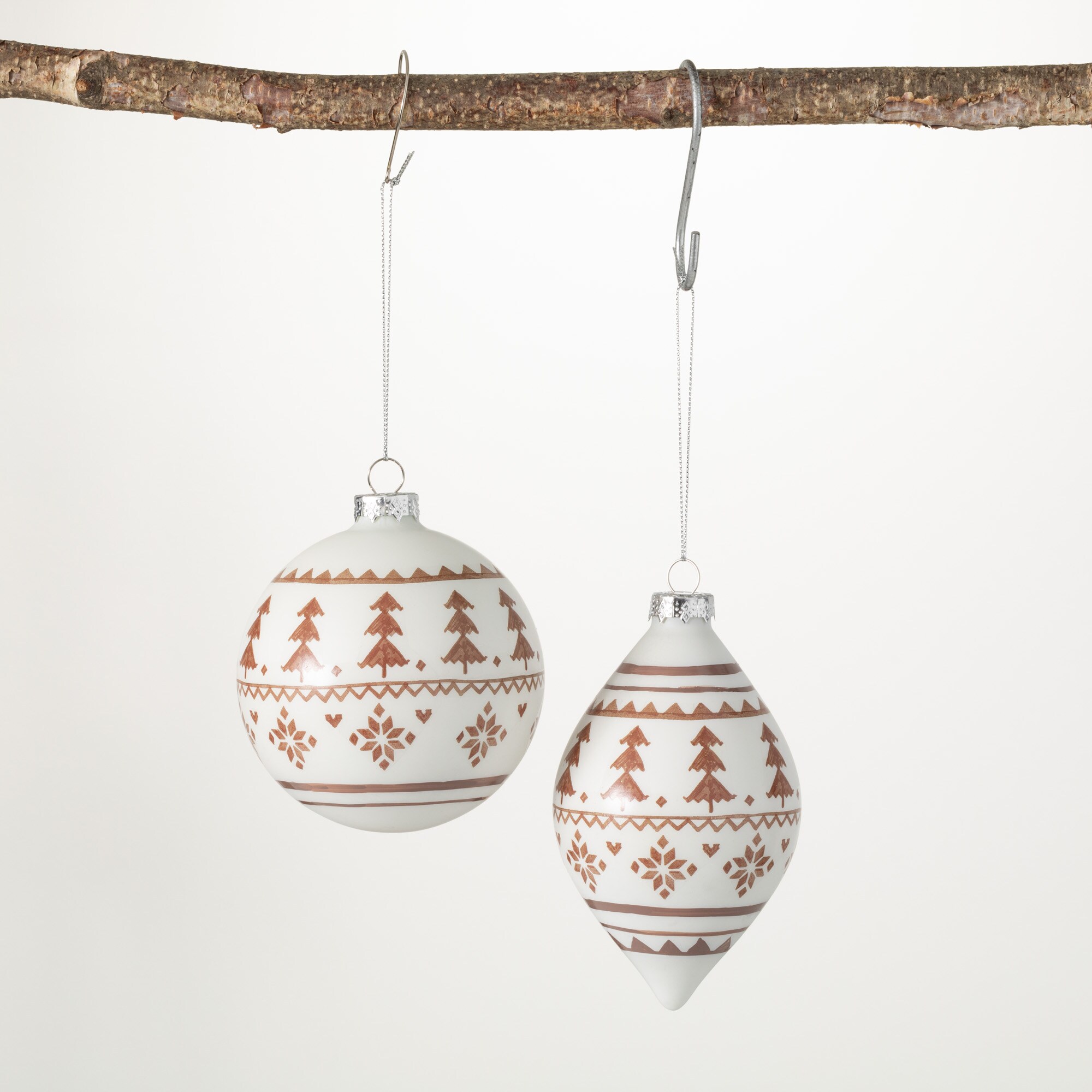 Set of 4 Painted Wooden Ball and Finial Ornaments by Lauren