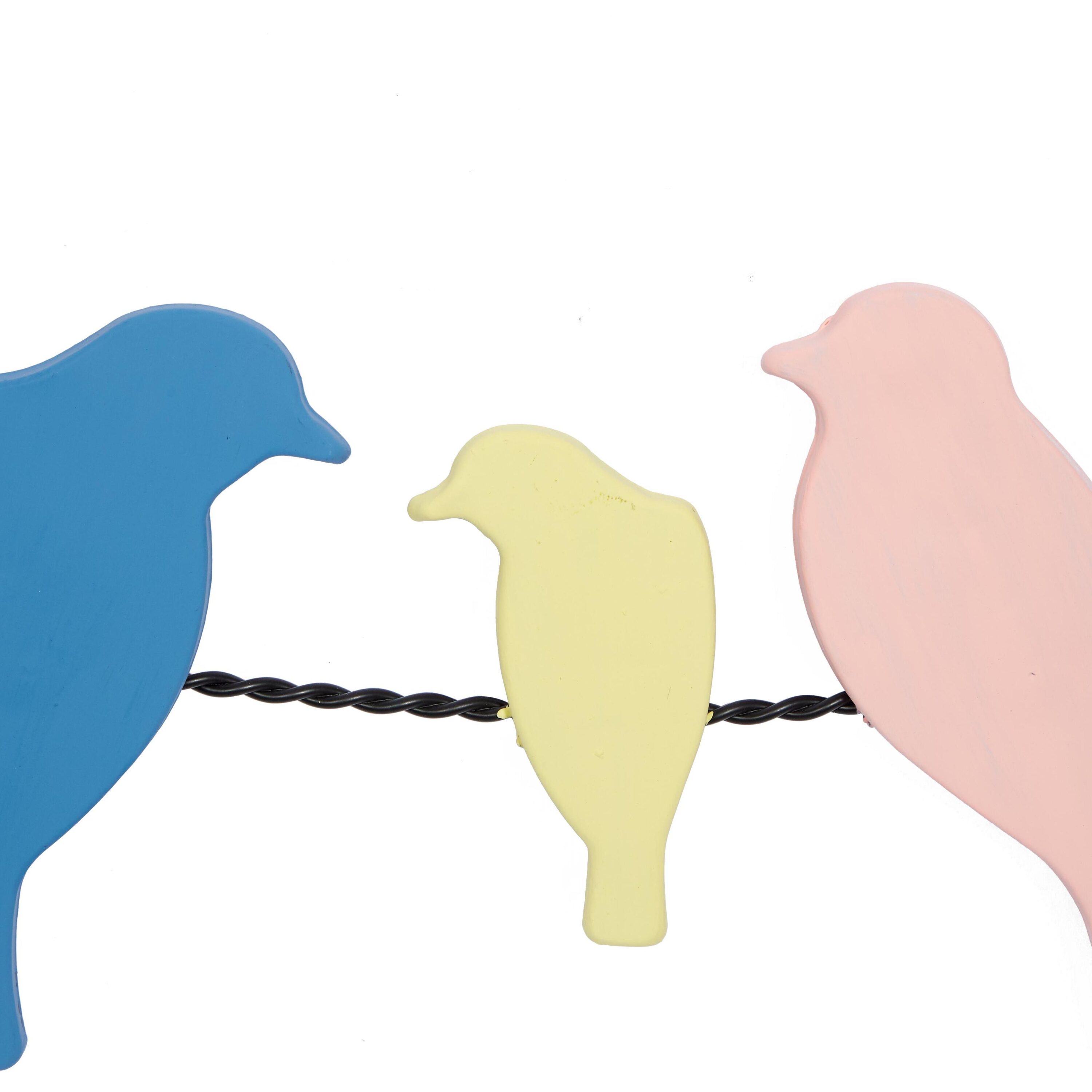 Multi-Colored Metal Bird Wall Decor with Black Frame