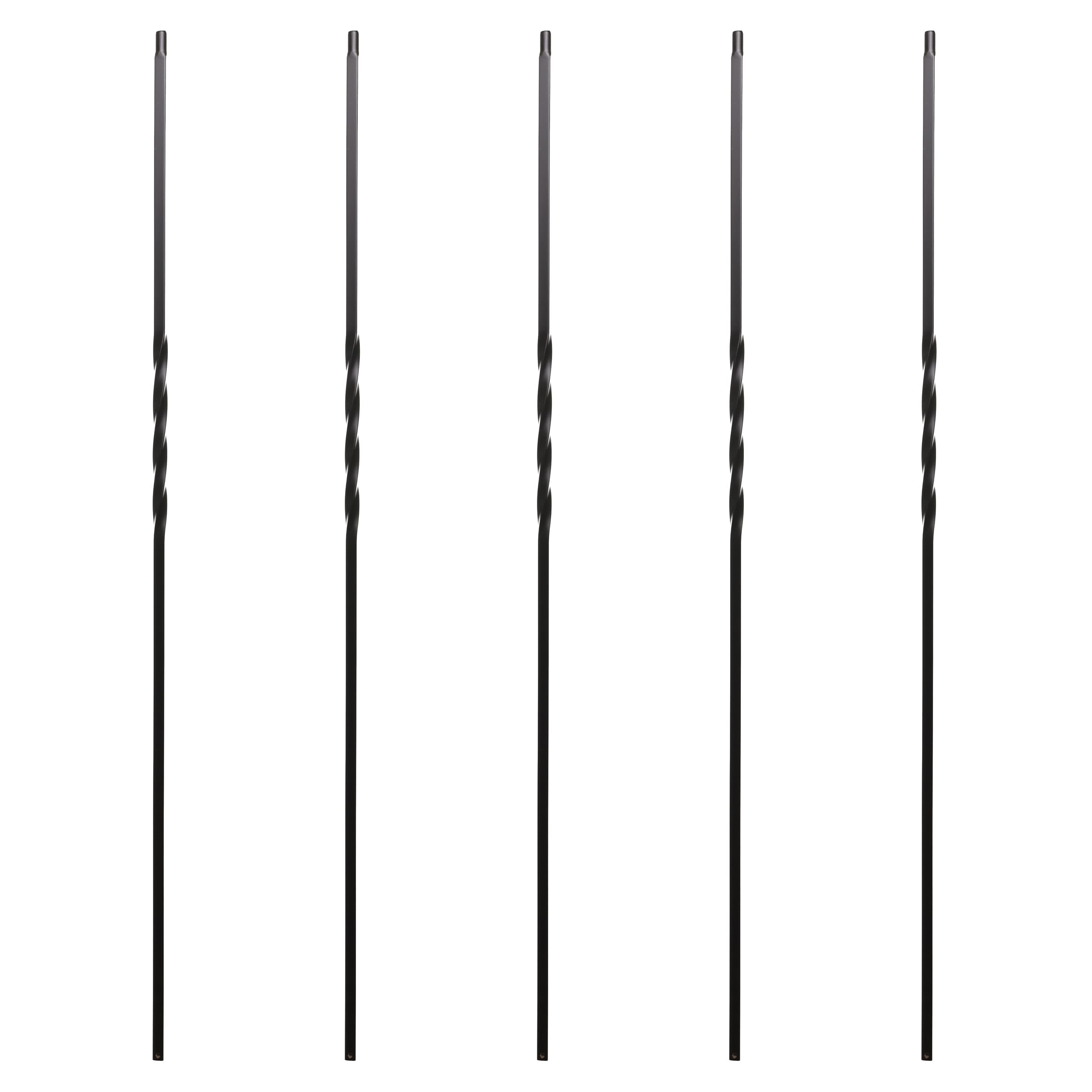 RELIABILT WGT12SGB 43-in x 0.5-in Semi Gloss Black Wrought Iron Twist Stair Baluster (5-Pack)