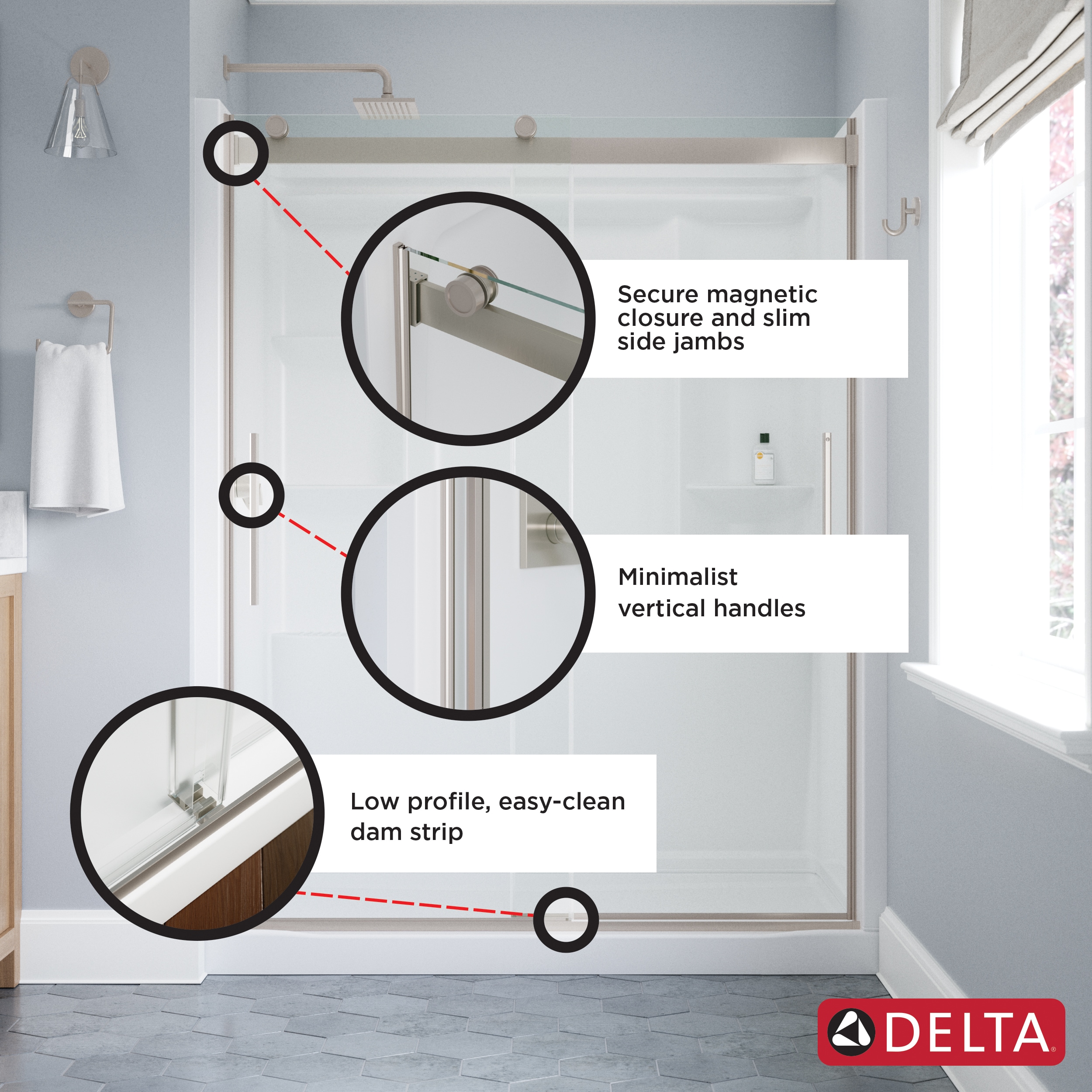 Delta EverEdge 56-in to 60-in W x 59.0552-in H Single Frameless Sliding ...