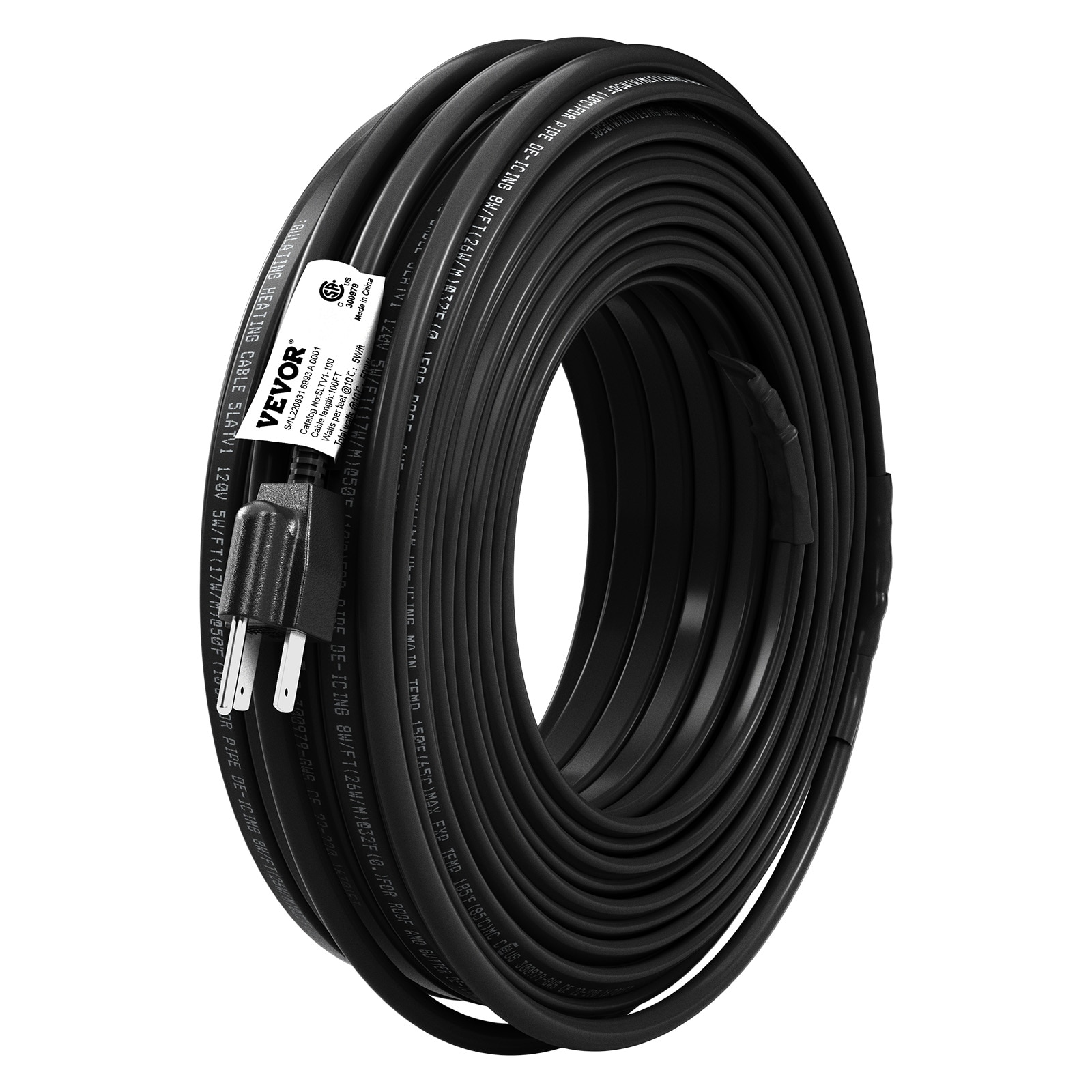 VEVOR 30 ft. Pipe Heat Cable 5W/ft. Self-Regulating Heat Tape IP68