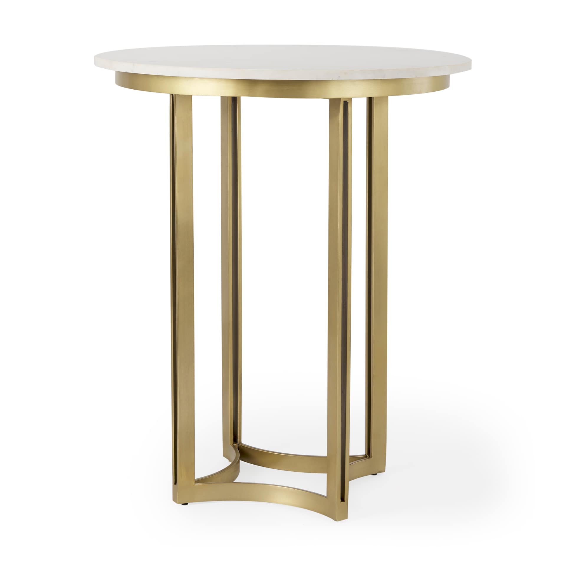 Mercana 69938-AB Gold Round Coastal Counter Table, Marble with Polished Metal 32-in L x 36-in H