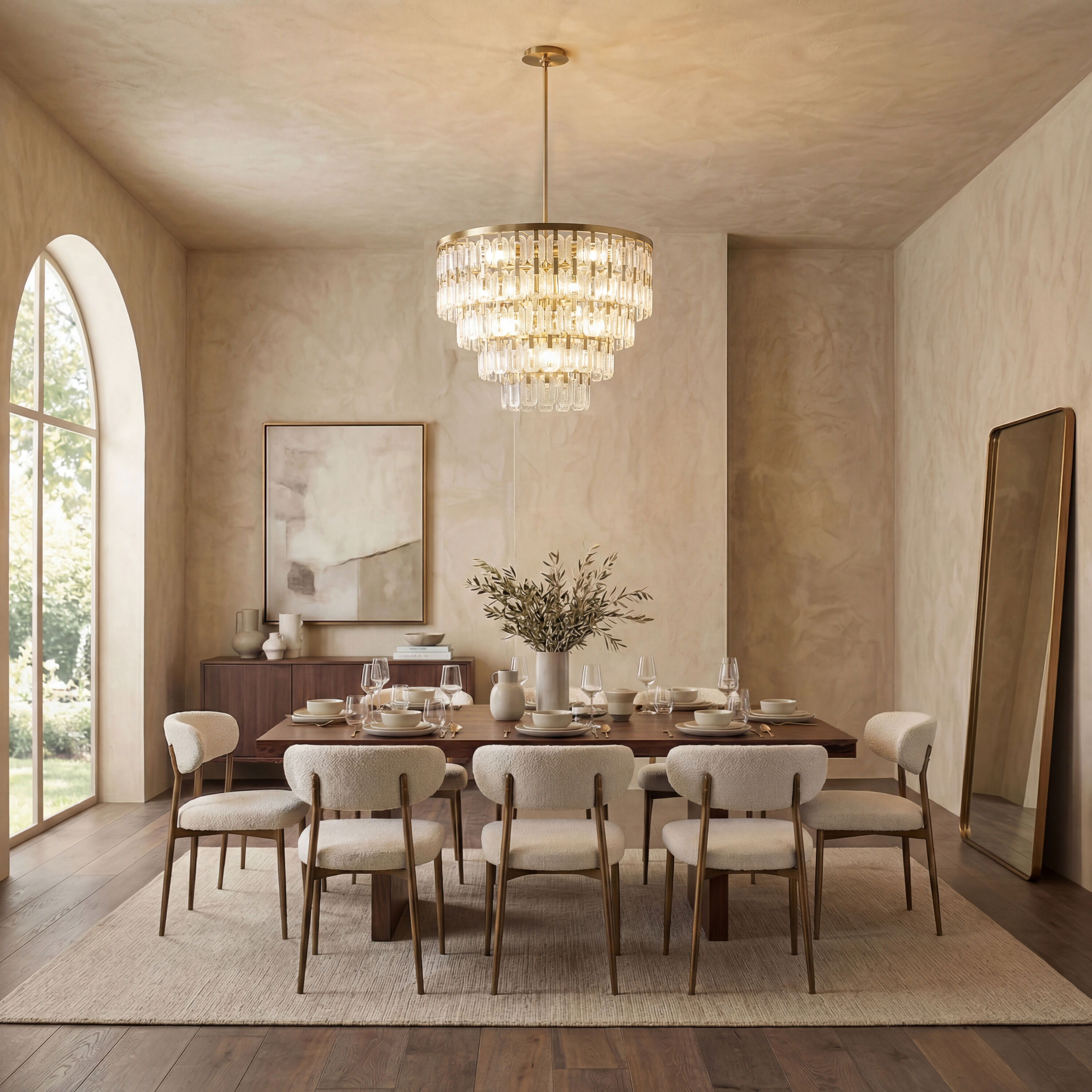 Safavieh - Queenie Tiered Glass Chandelier/Clear/Gold