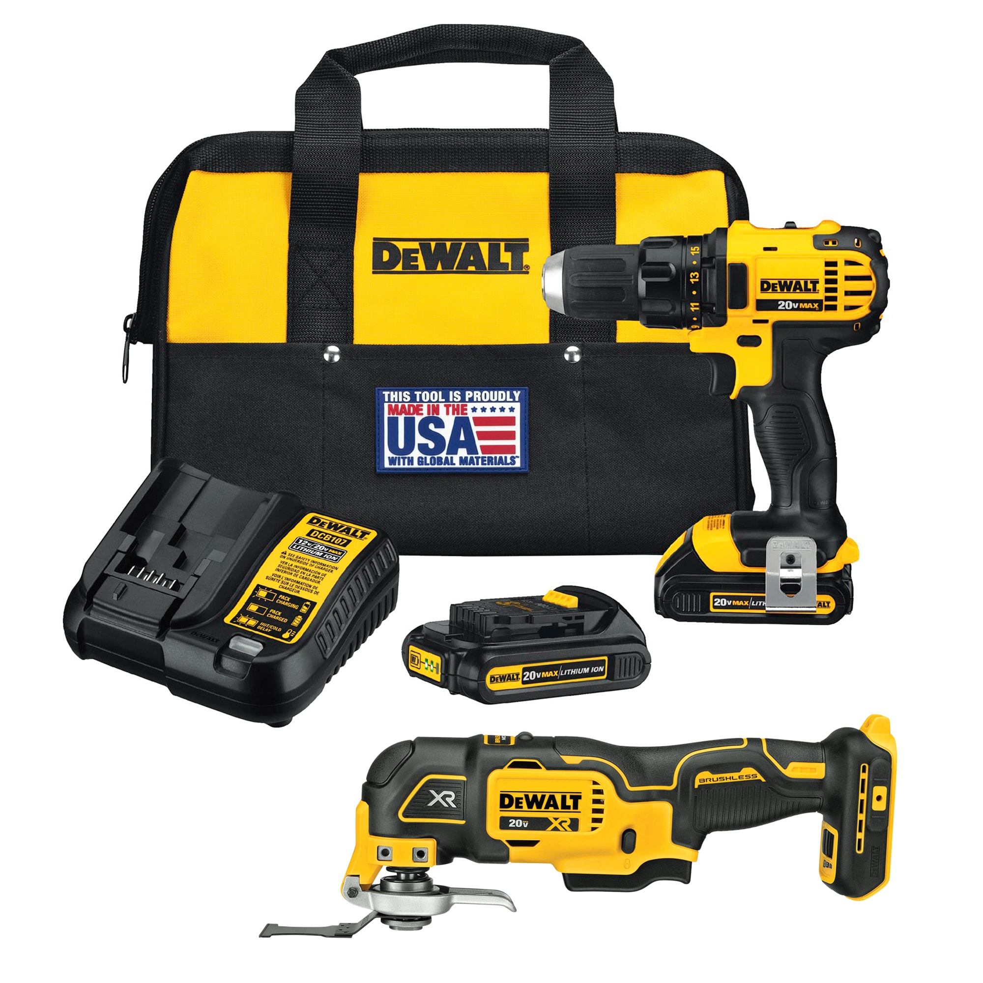 DEWALT 20-volt Max 1/2-in Brushless Cordless Drill (2-Batteries Included and Charger Included) & Cordless Brushless 20-volt Max Variable Speed