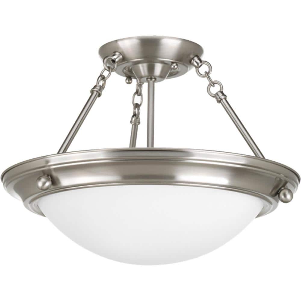 Progress Lighting P3567-09 Eclipse 2-Light 15.25-in Brushed Nickel Led, Semi-Flush mount light