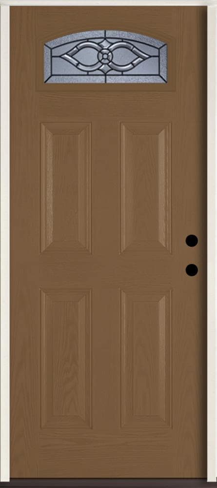 RELIABILT LO911130 Calista 36-in x 80-in x 4-9/16-in Fiberglass 1/4 lite Right-hand inswing Woodhaven Stained Prehung Front Door Insulating core
