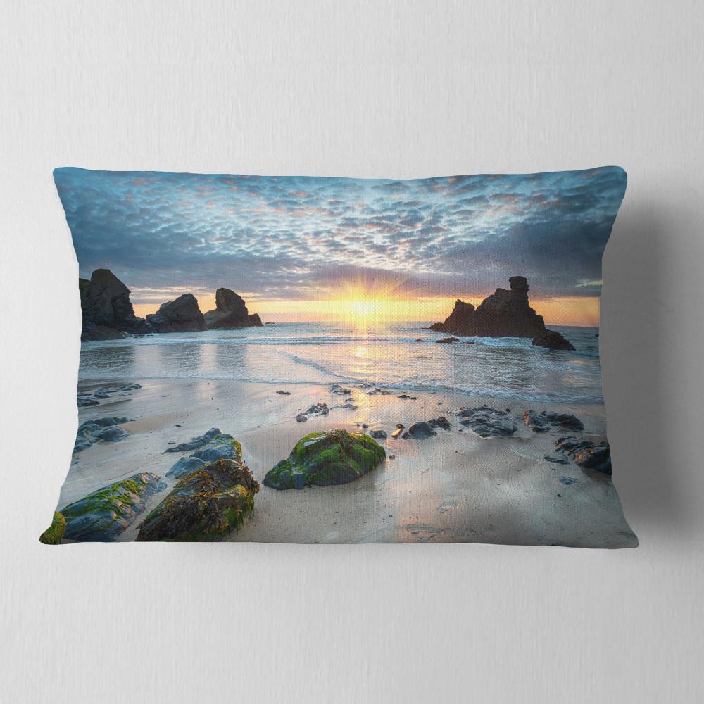 Designart CU14279-12-20 12-in x 20-in Blue Indoor Decorative Pillow