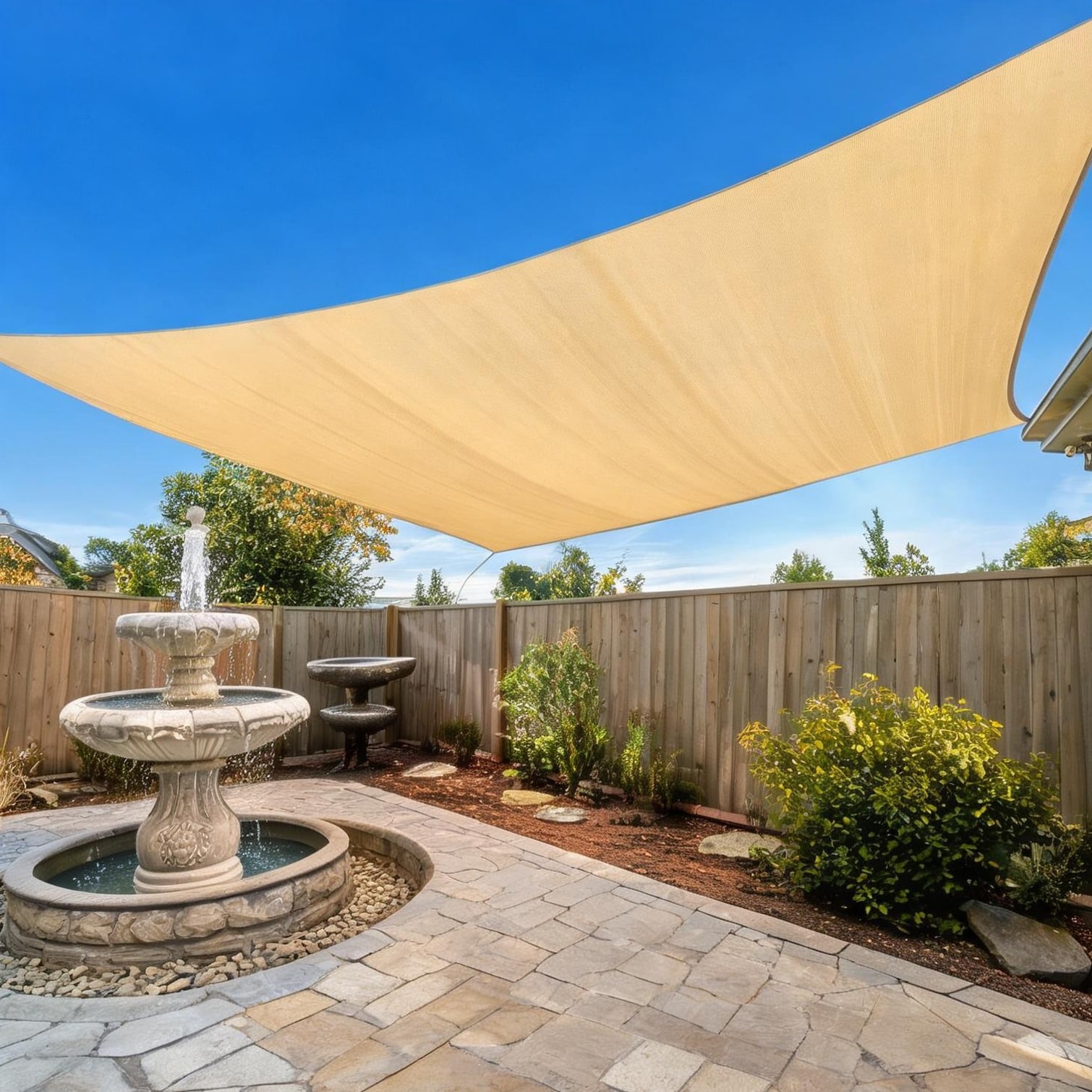 SunJet - Sand HDPE Sun Shade Sail with Reinforced Edges for Outdoor UV Protection 6 x 8 Feet