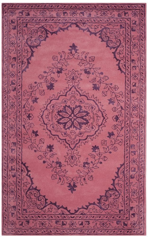 Safavieh GLM533E-4 Glamour Juno 4 x 6 (ft) Tufted Synthetic Pink Rectangular Indoor Floral/Botanical Vintage Area rug