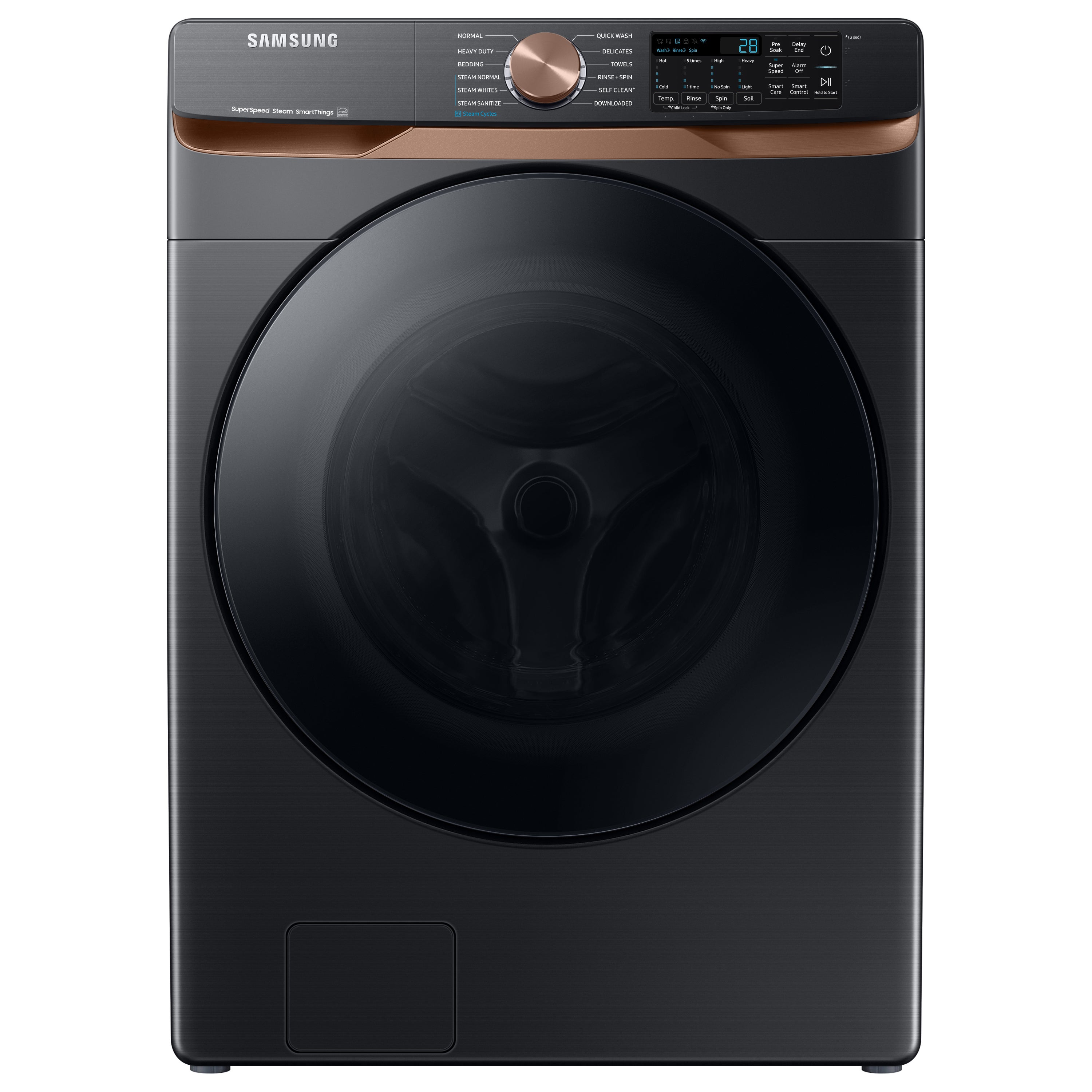 Samsung 5-cu ft High Efficiency Stackable Steam Cycle Smart Front-Load Washer (Brushed Black) ENERGY STAR