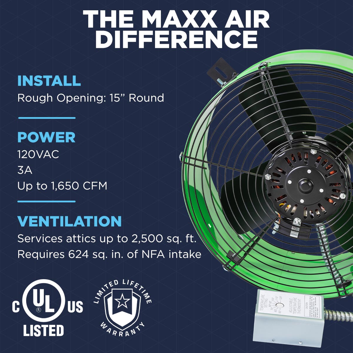 Maxx Air CX2500 GRN Gable-Vent-Fans - View #7