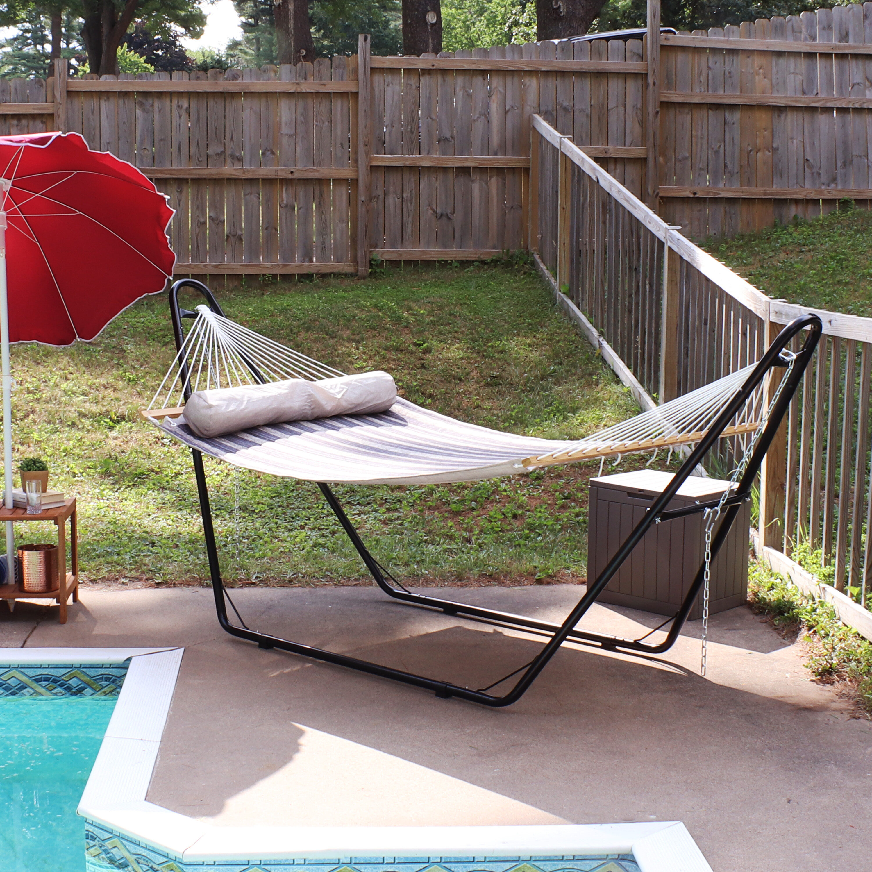Sunnydaze Decor QFH-MTS-MHS-COMBO Mountainside Fabric Hammock with Stand